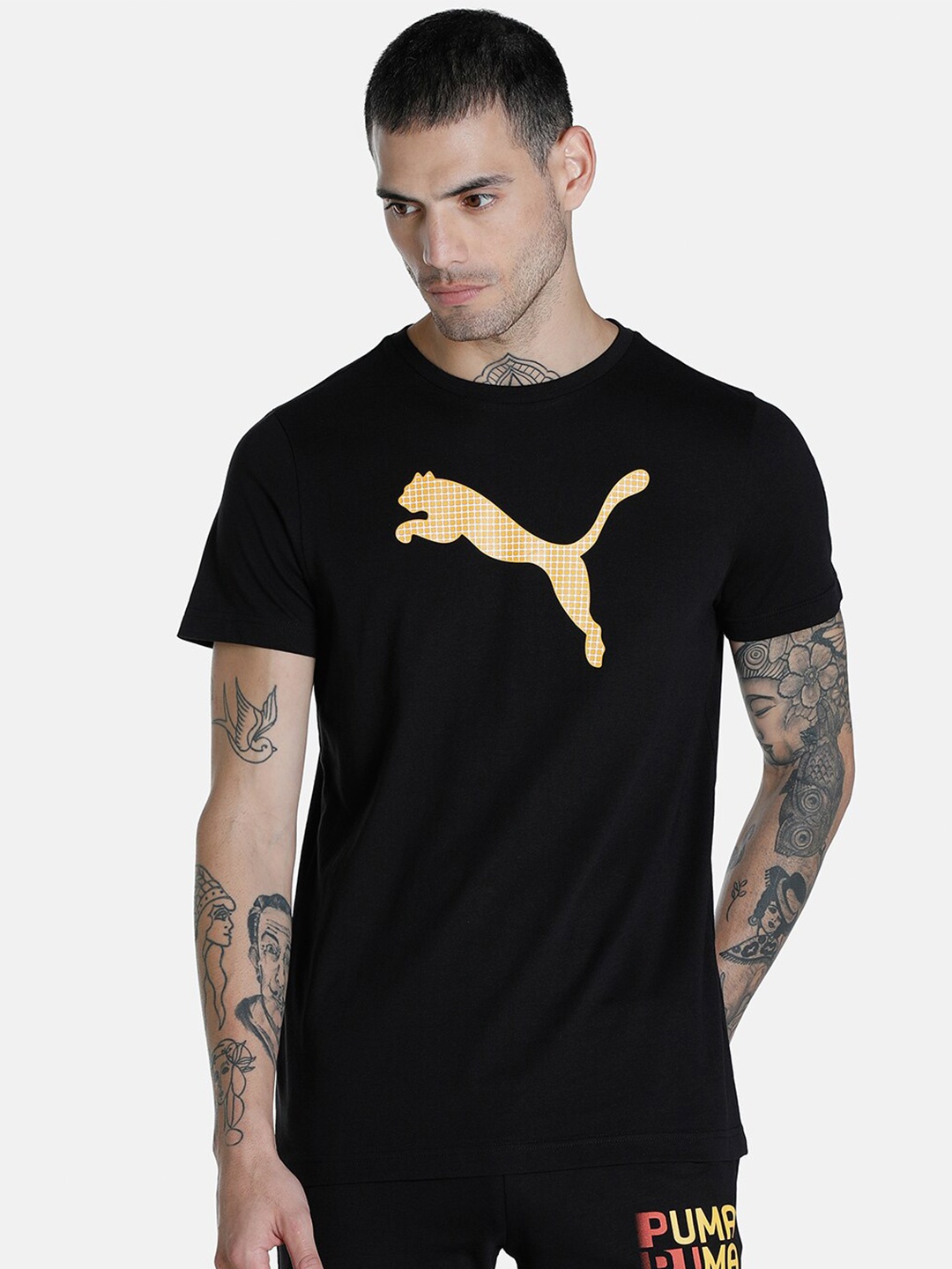 

Puma Men Brand Logo Printed Slim-Fit Tshirt, Black