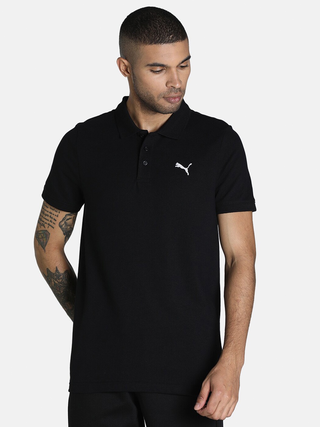 

Puma Active Essential Men's Polo Cotton Slim-Fit Tshirts, Black