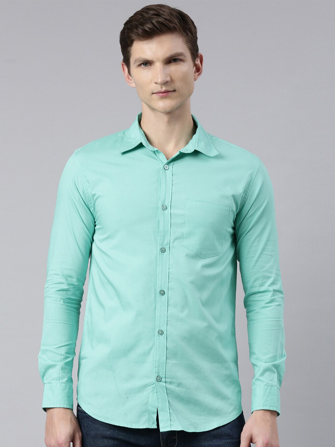 

Kryptic Men Sea Green Smart Regular Fit Solid Casual Shirt