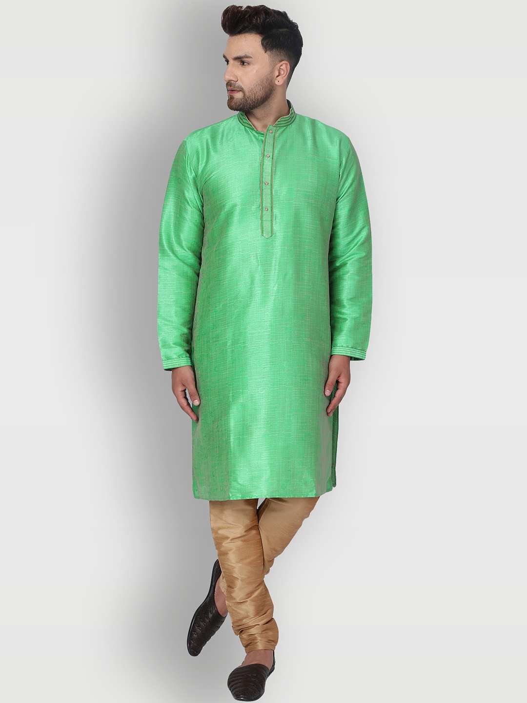 

Enciger Men Green Dupion Silk Kurta with Churidar