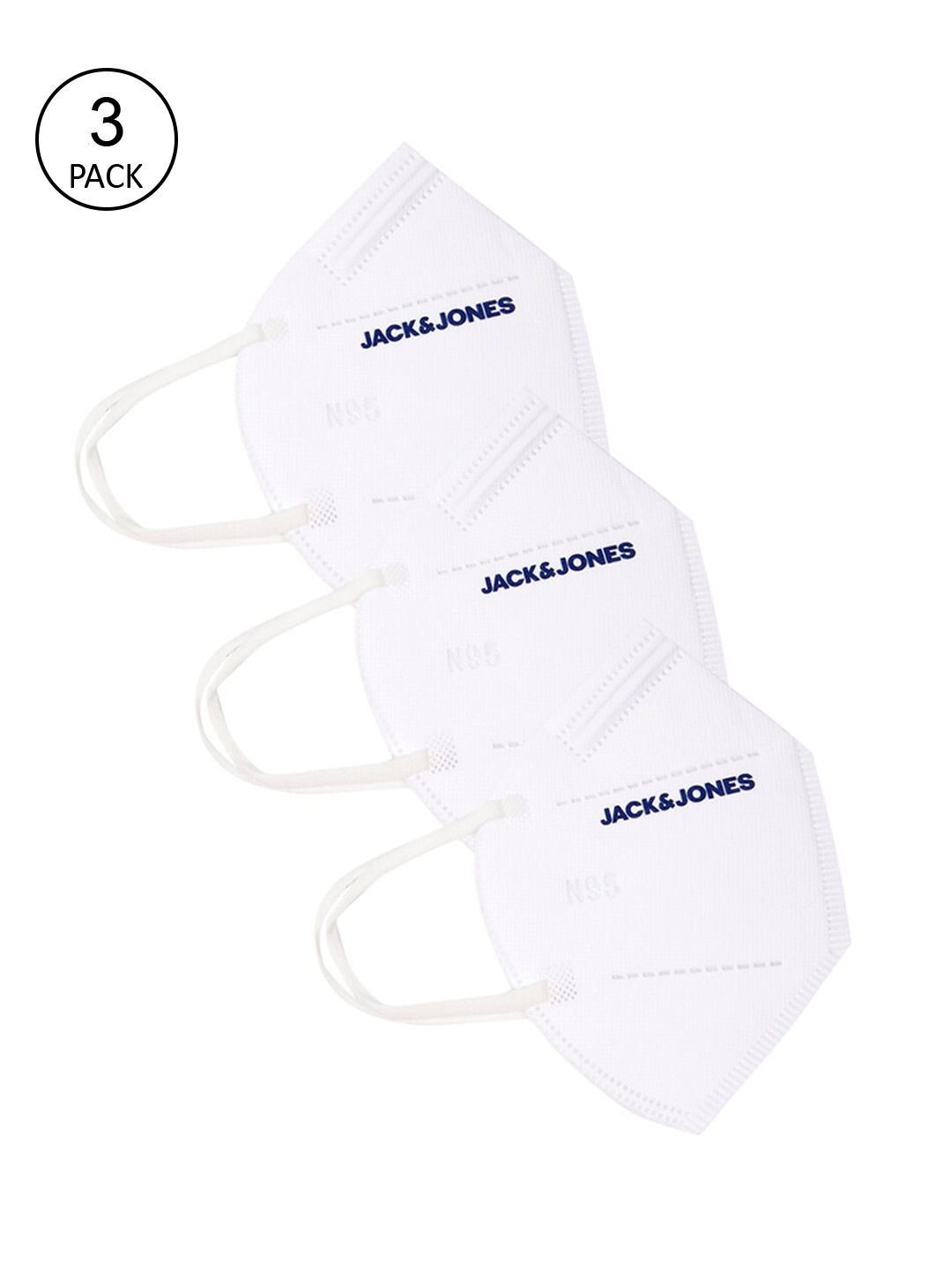 

Jack & Jones Pack of 3 Solid Cotton N95 Mask, White