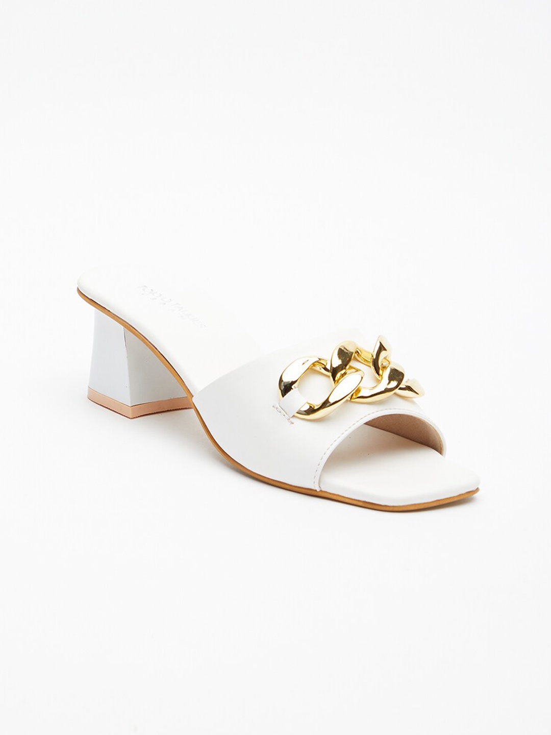 

Tokyo Talkies White Embellished Party Block Heels