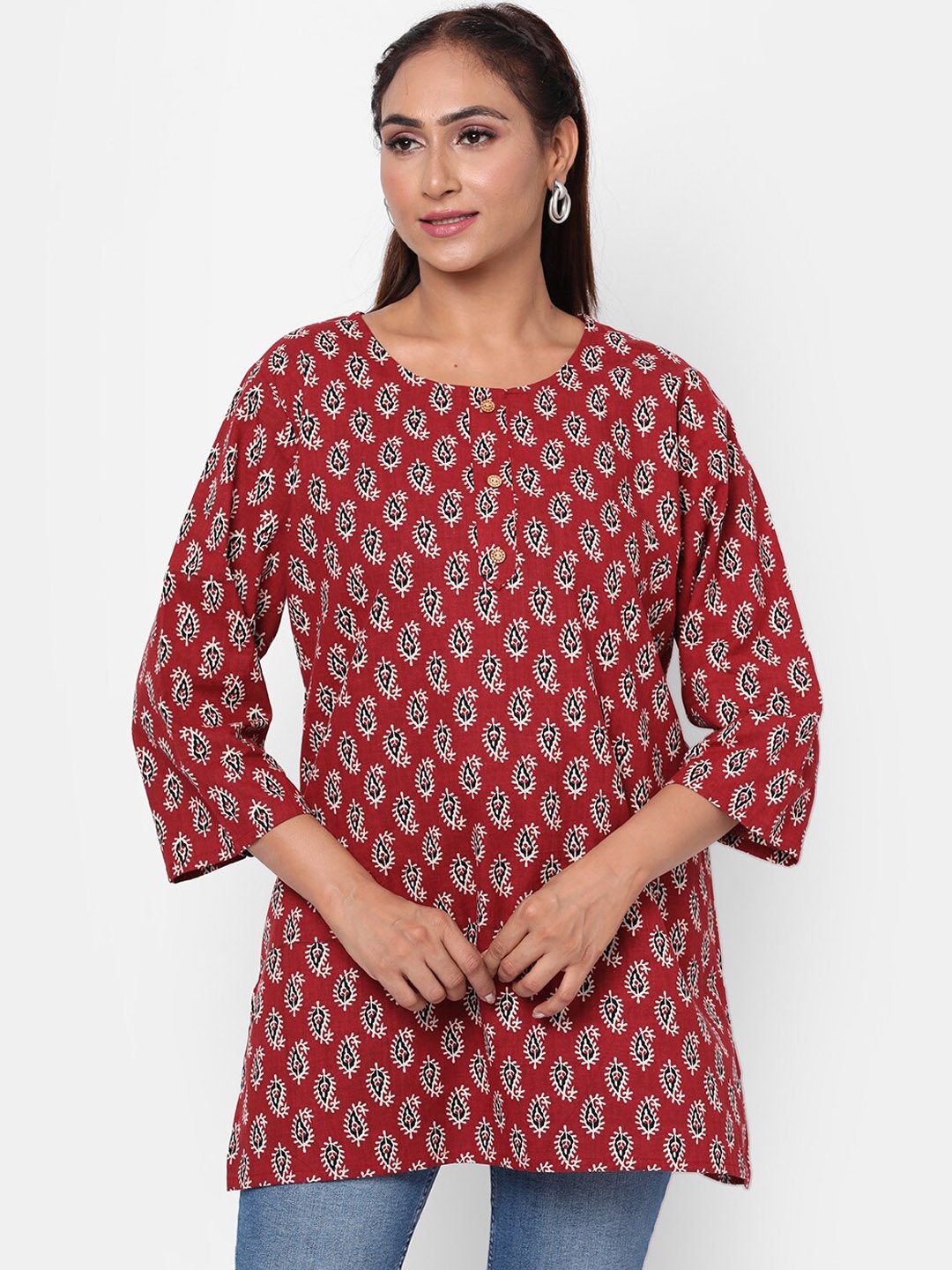 

Kastiel Red & Black Printed Tunic