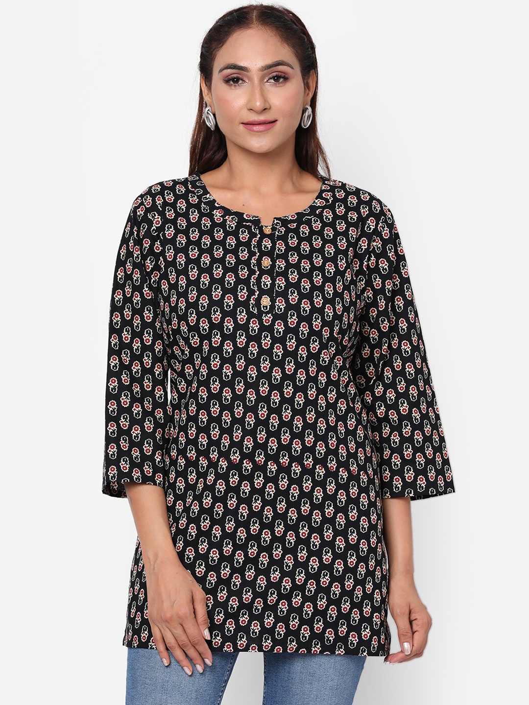 

Kastiel Black & Beige Printed Tunic