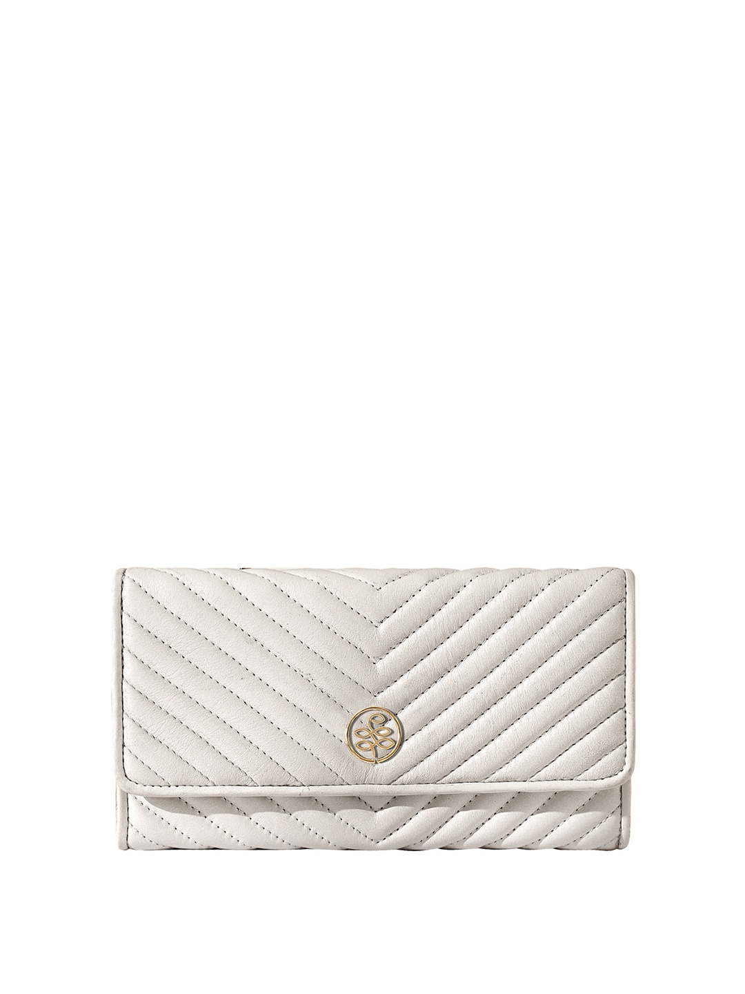 

Eske Women Textured Quilted Three Fold Wallet, White