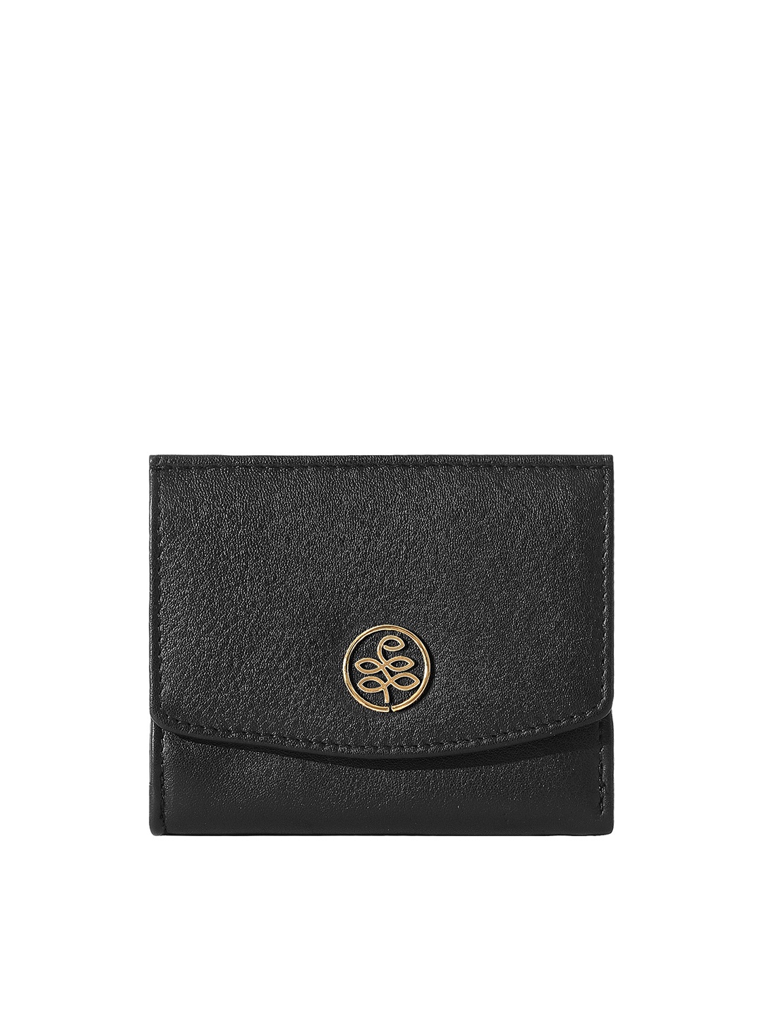 

Eske Women Leather Two Fold Wallet, Black