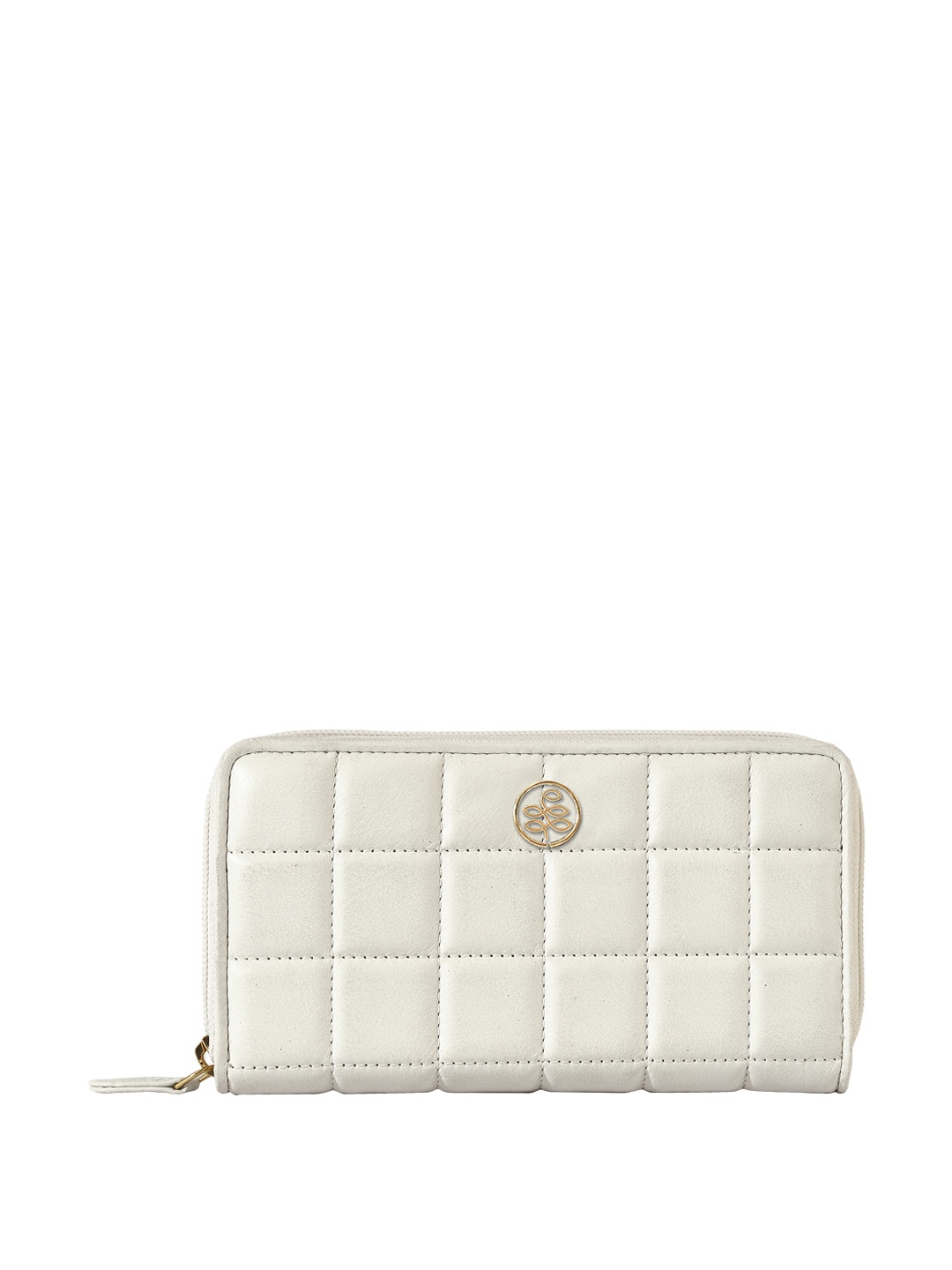 

Eske Women Quilted Leather Zip Around Wallet, White