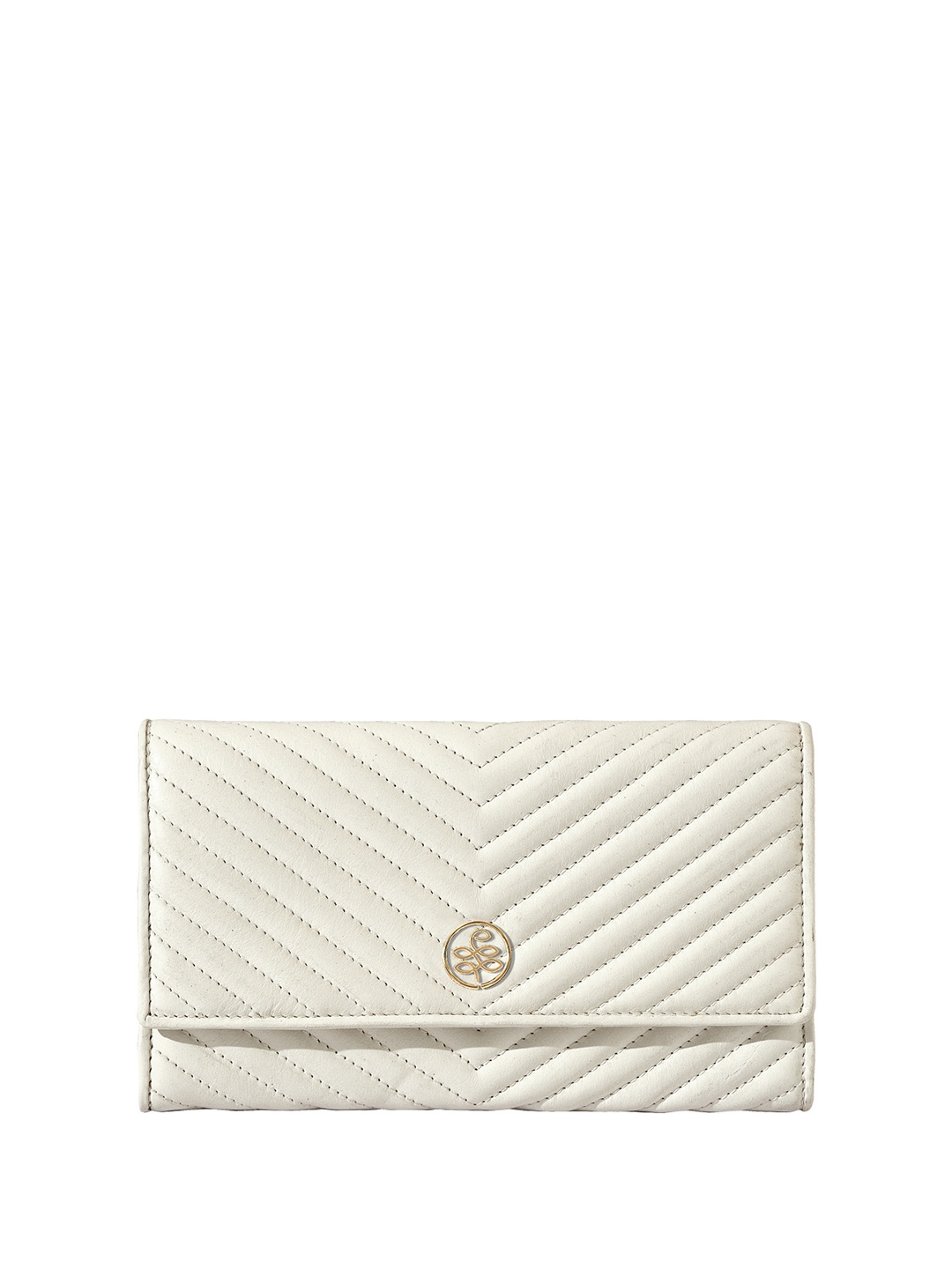 

Eske Women Quilted Leather Two Fold Wallet, White