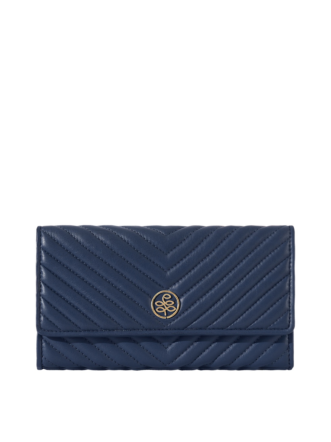 

Eske Women Striped Leather Three Fold Wallet, Blue