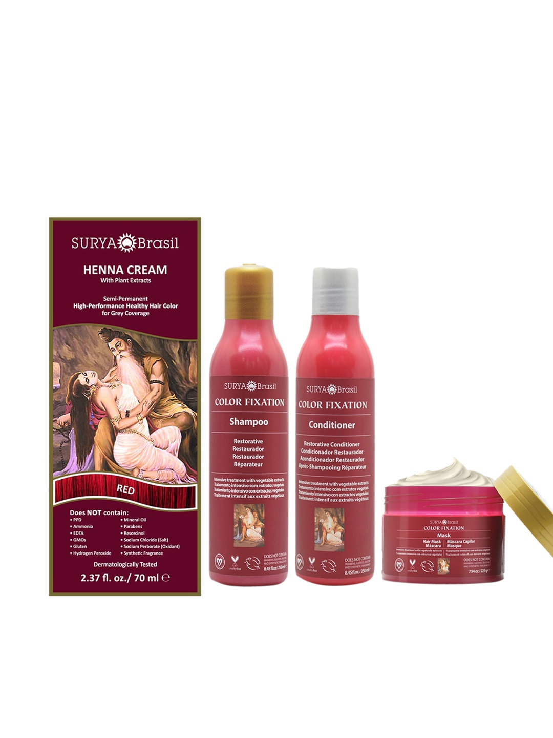 

SURYA Brasil Shampoo + Conditioner + Hair Mask & Red Hair Color