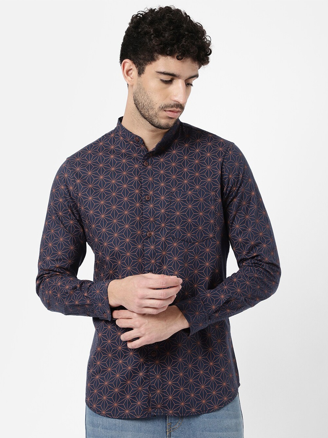 

R&B Men Printed Casual Shirt, Blue