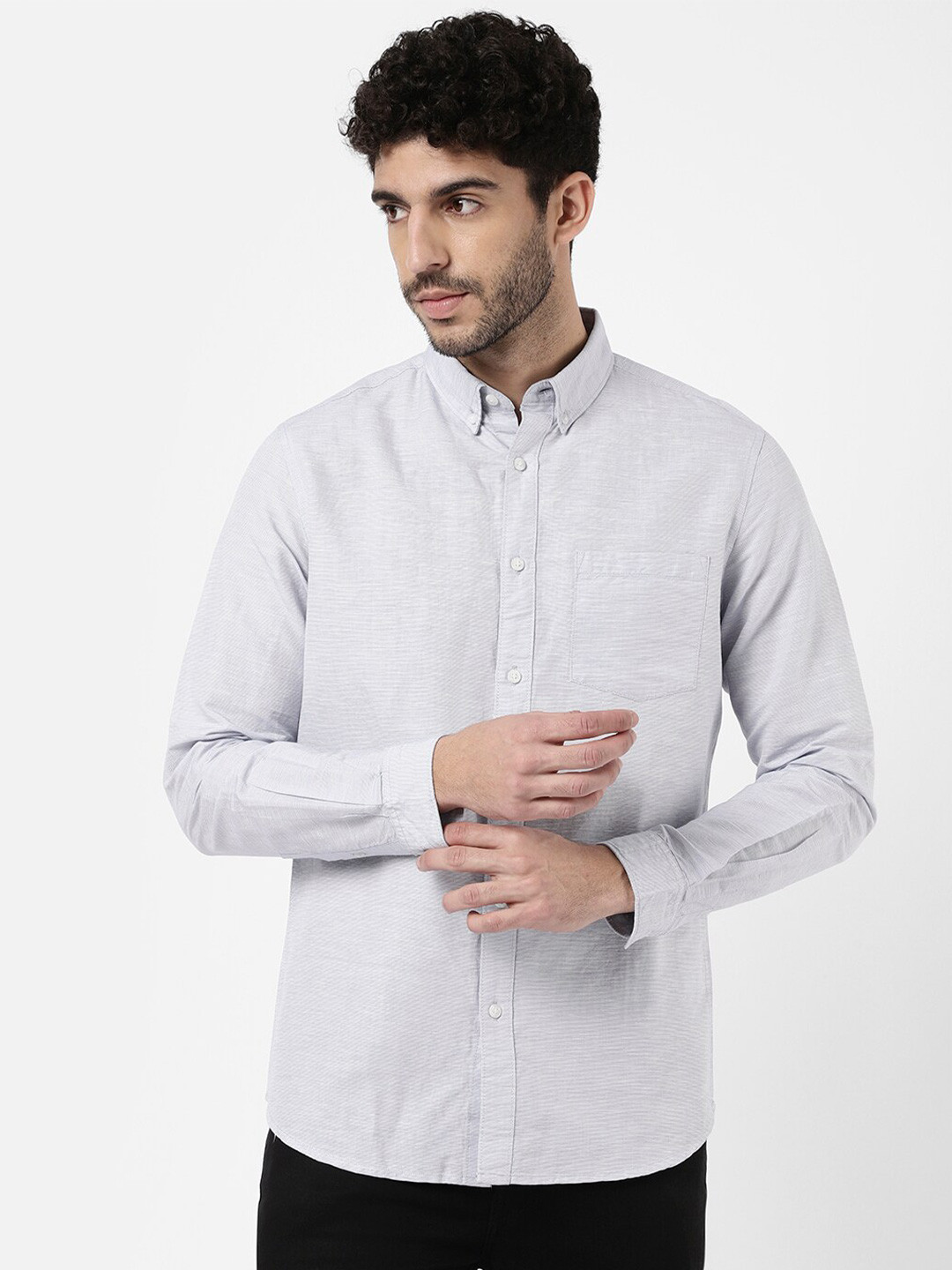 

R&B Men Solid Casual Shirt, Grey