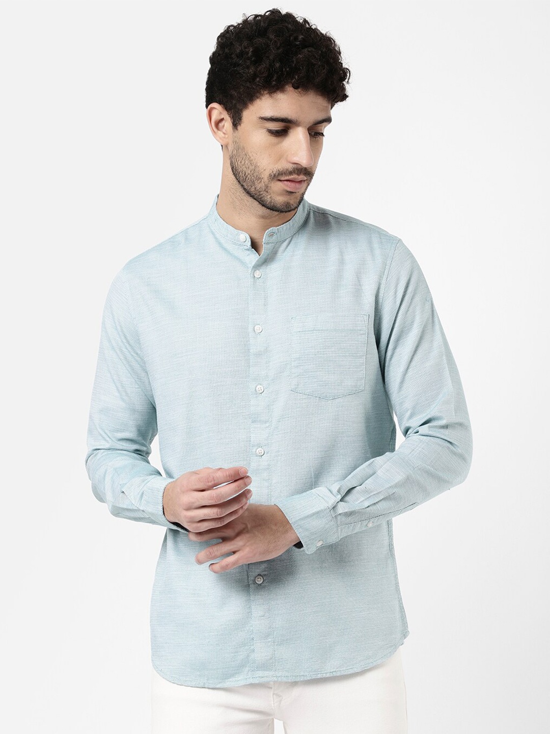 

R&B Men Solid Casual Shirt, Green