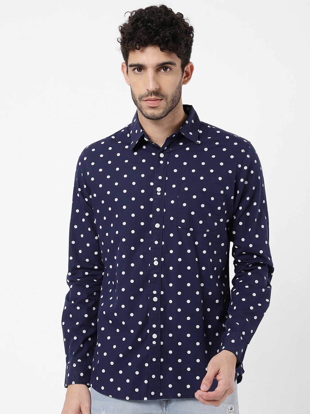 

R&B Men Printed Casual Shirt, Blue
