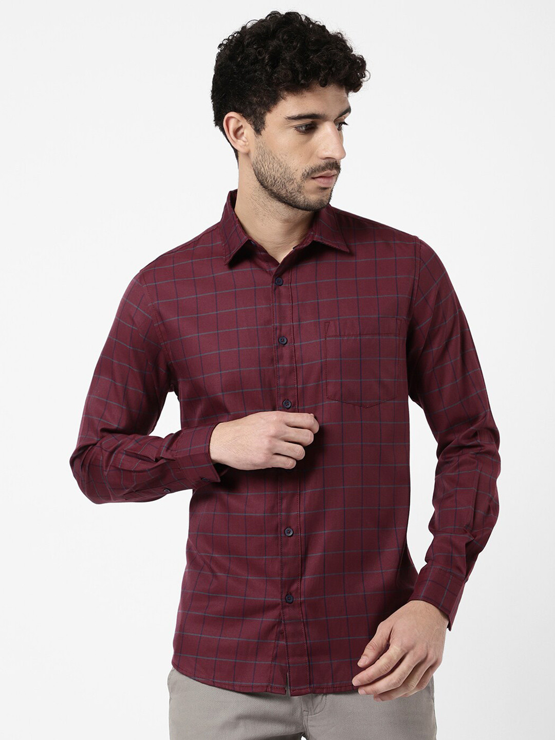 

R&B Men Checked Casual Shirt, Purple