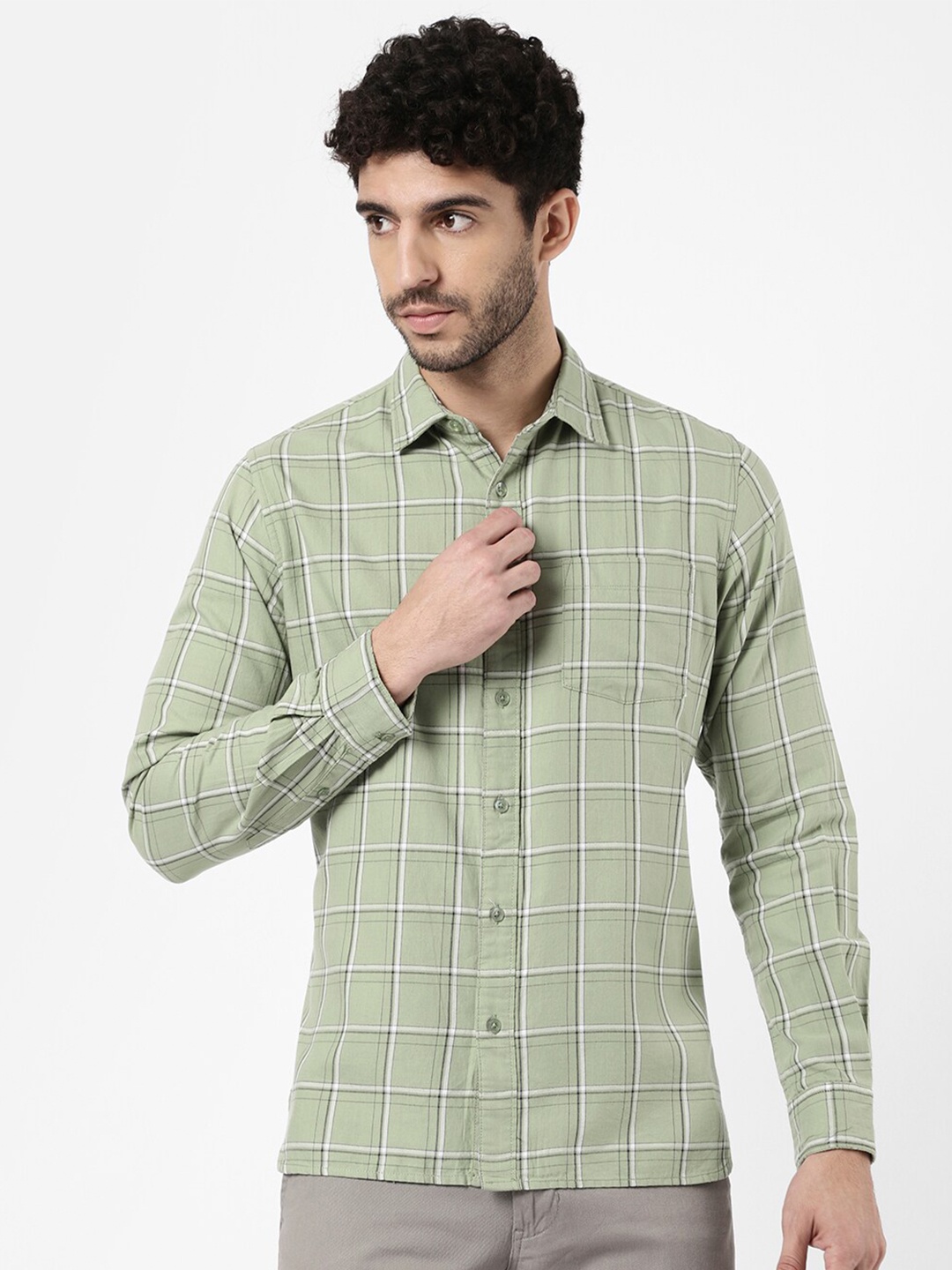 

R&B Men Checked Casual Shirt, Green