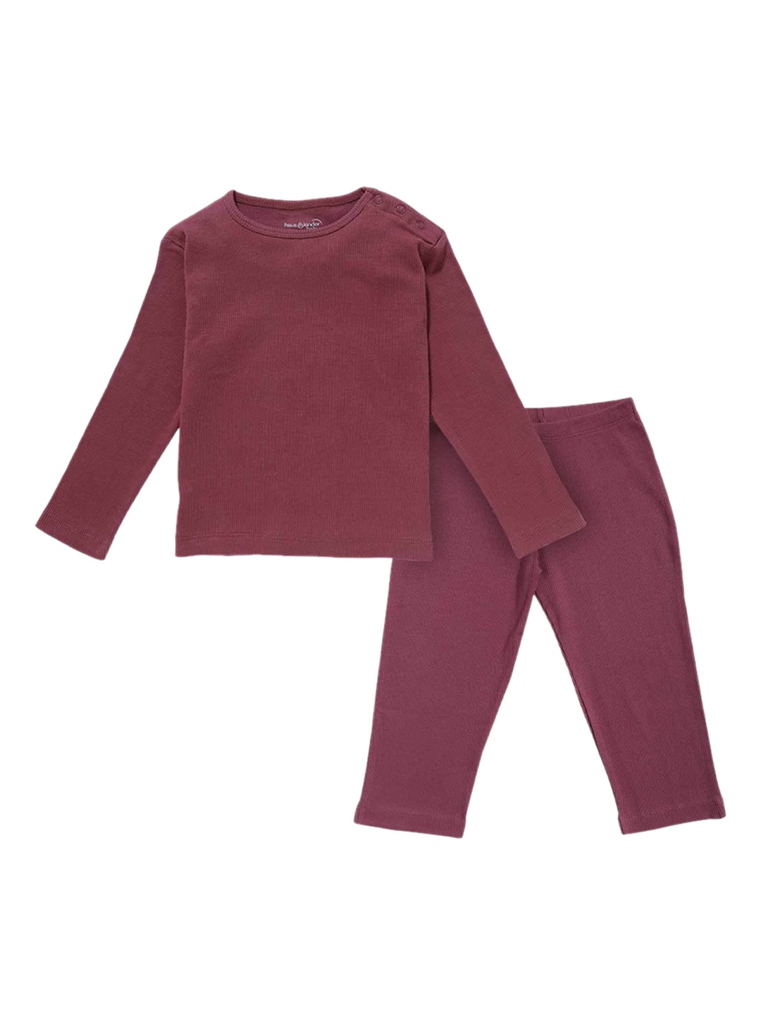 

haus & kinder Unisex Kids Maroon T-shirt with Pyjamas