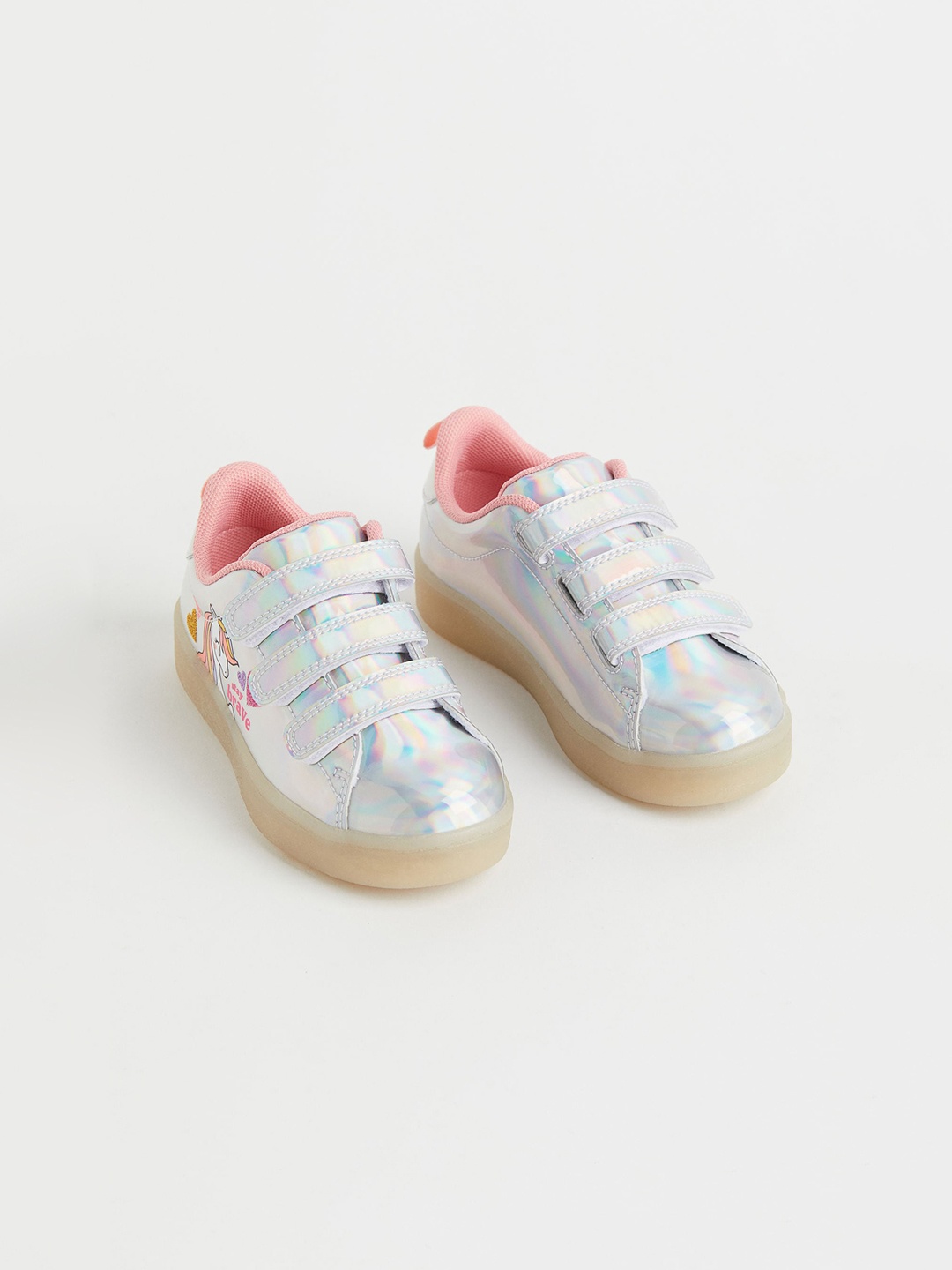 

H&M Girls Silver-Toned & Pink Flashing Trainers