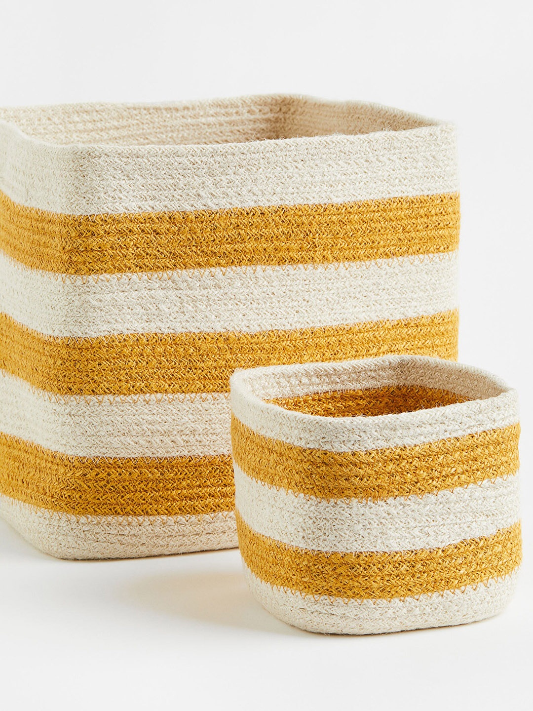 

H&M Yellow & White Jute Storage Basket