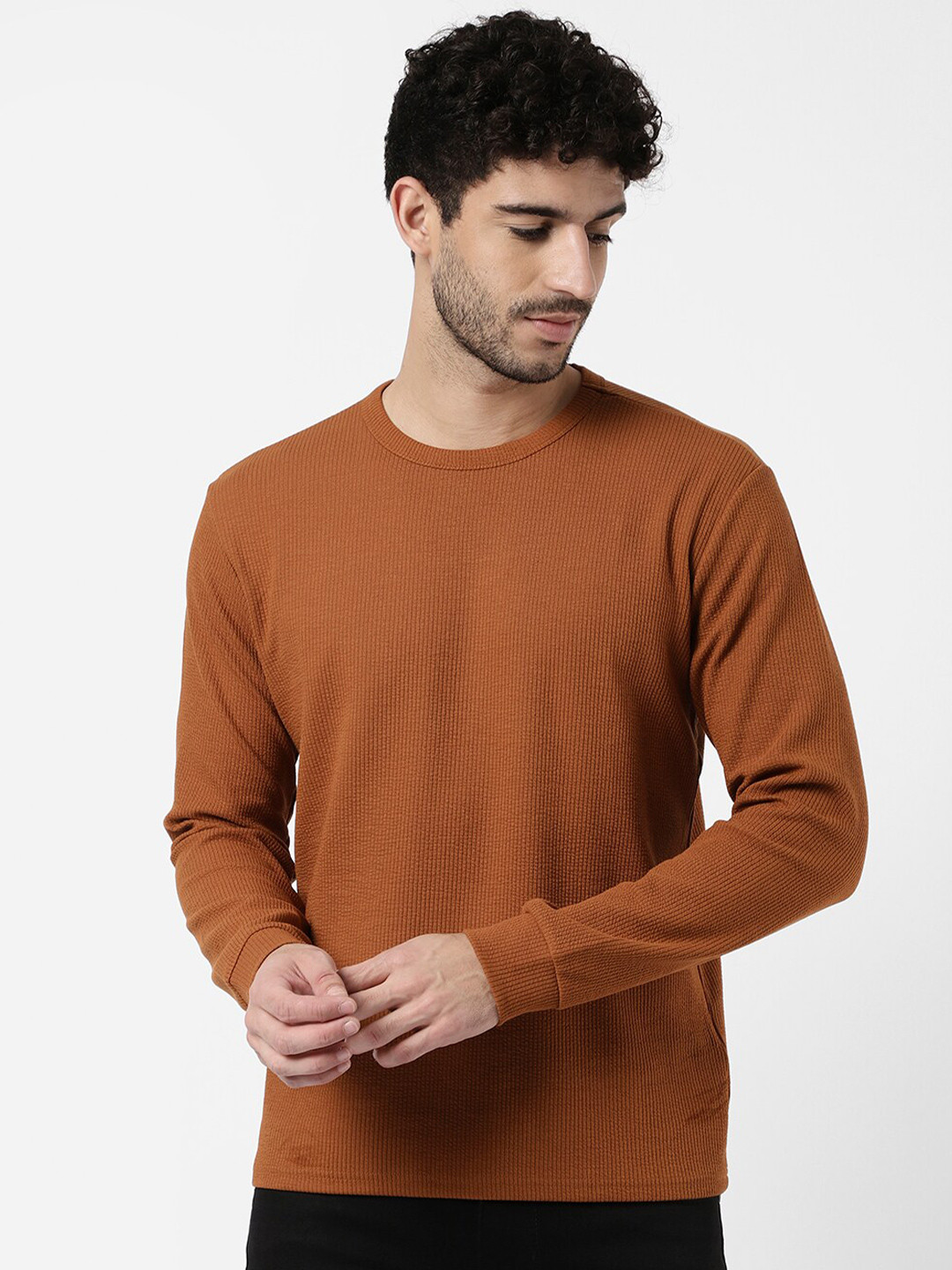 

R&B Men Rust Cotton T-shirt