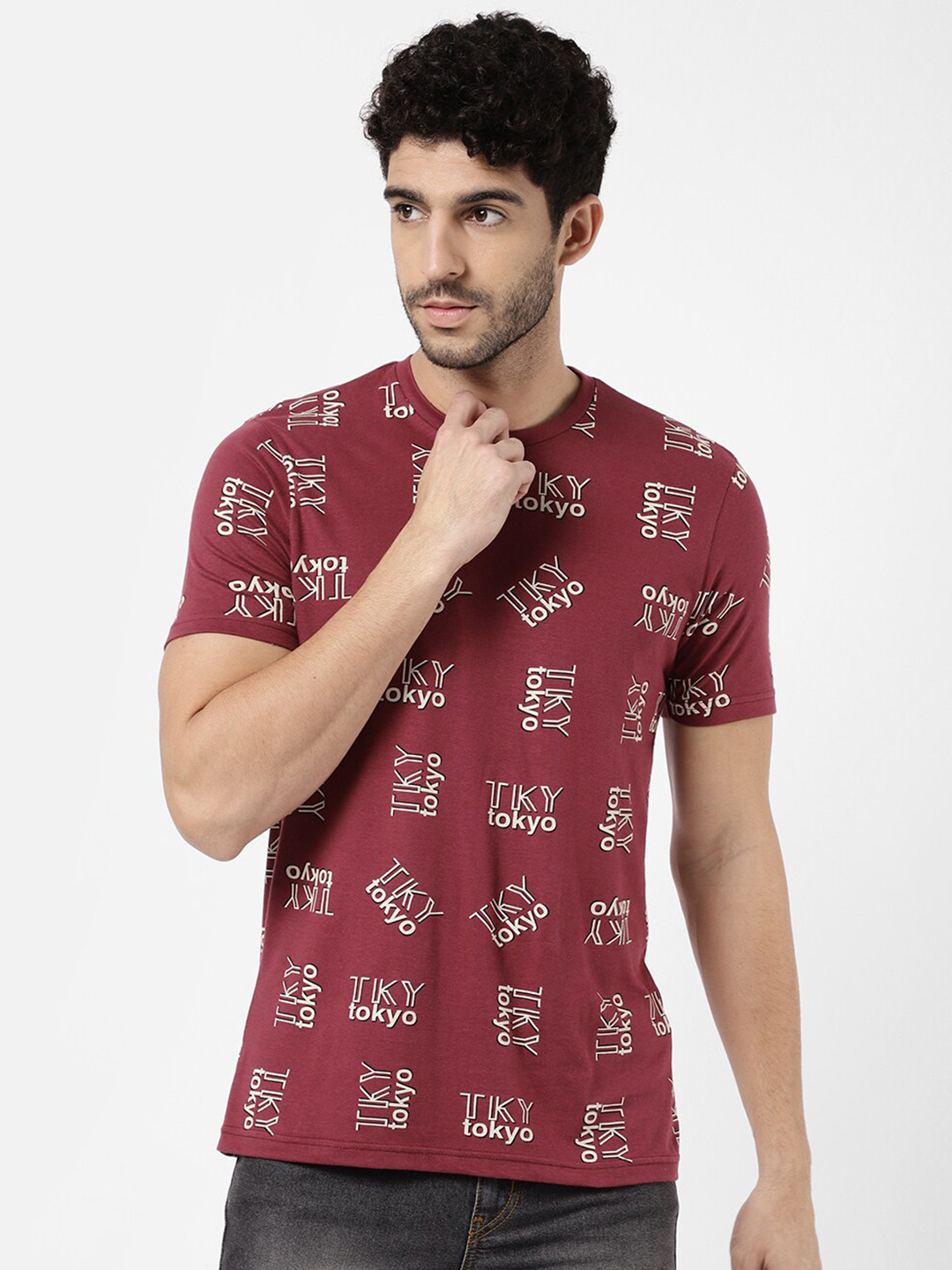 

R&B Men Purple Typography Printed Cotton T-shirt