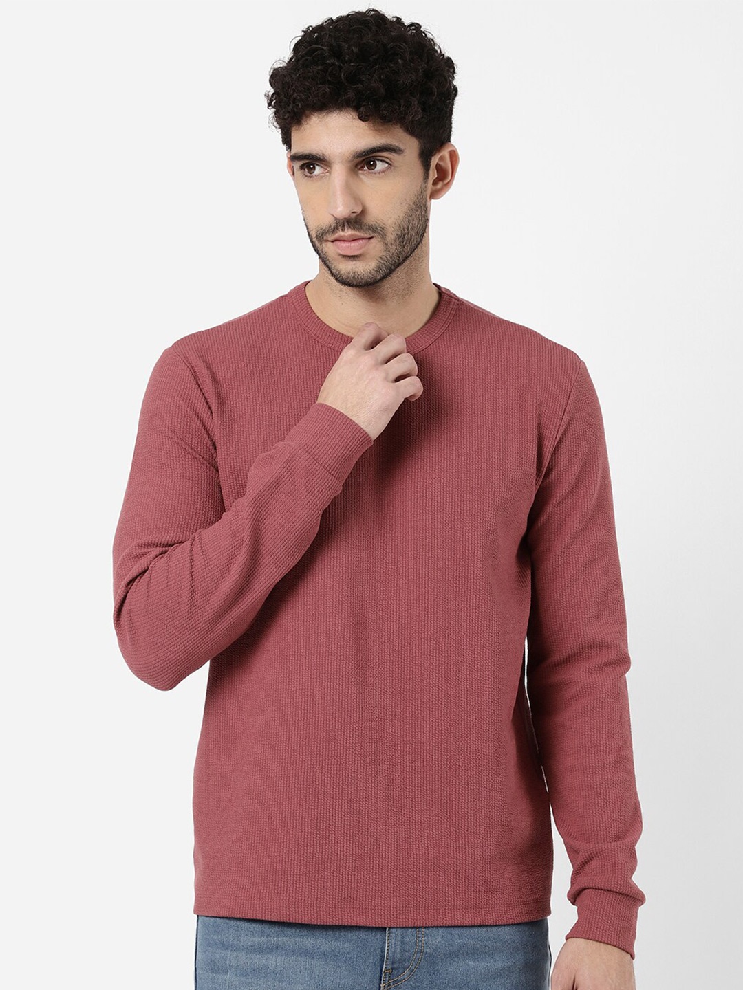 

R&B Men Pink Cotton T-shirt
