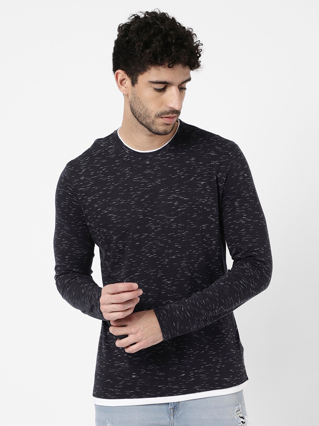 

R&B Men Blue Cotton T-shirt