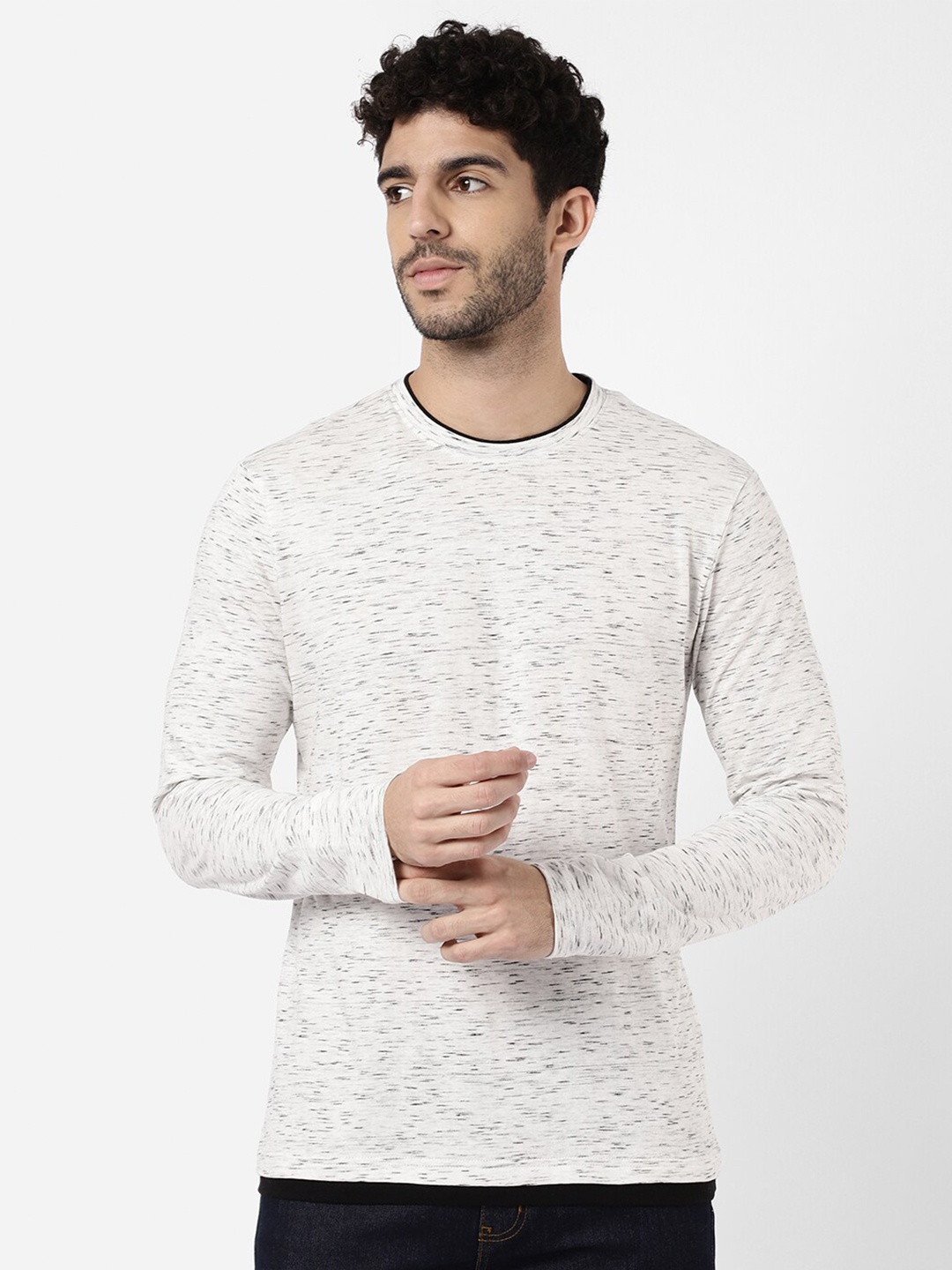 

R&B Men Grey Cotton T-shirt