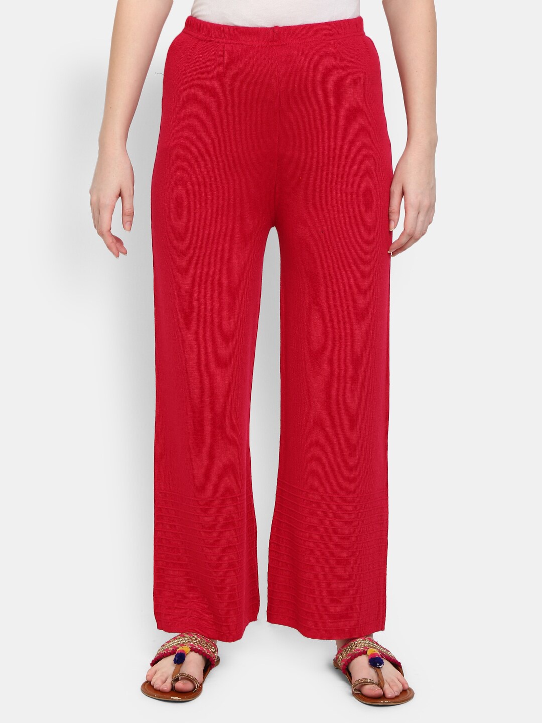 

V-Mart Women Red Solid Ethnic Palazzos