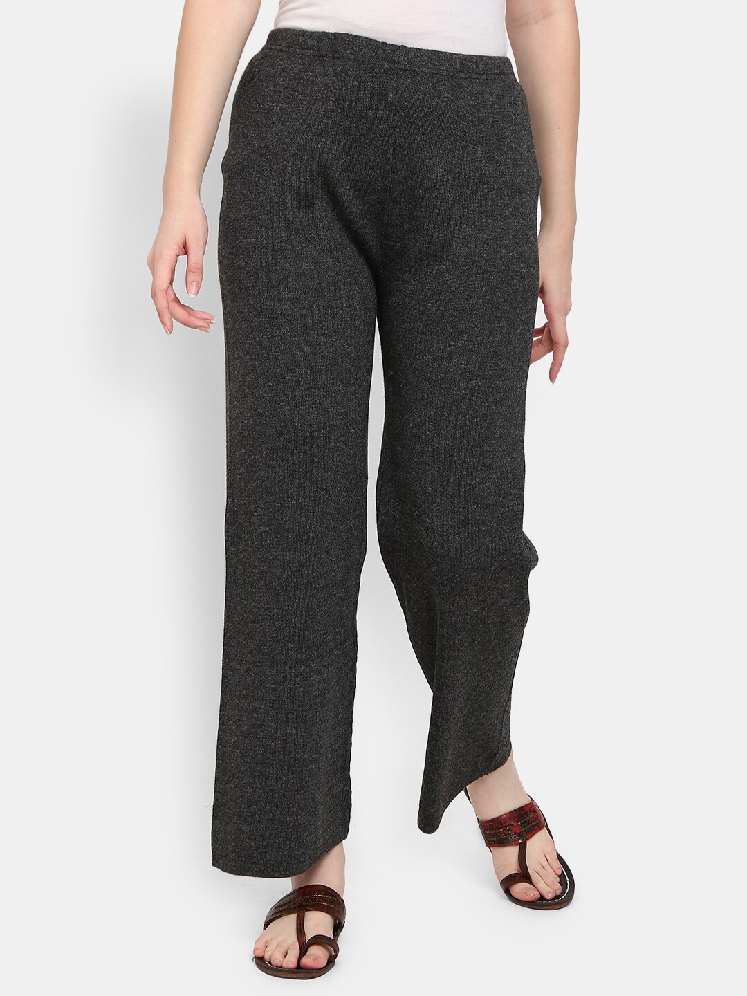 

V-Mart Women Grey Solid Knitted Palazzos