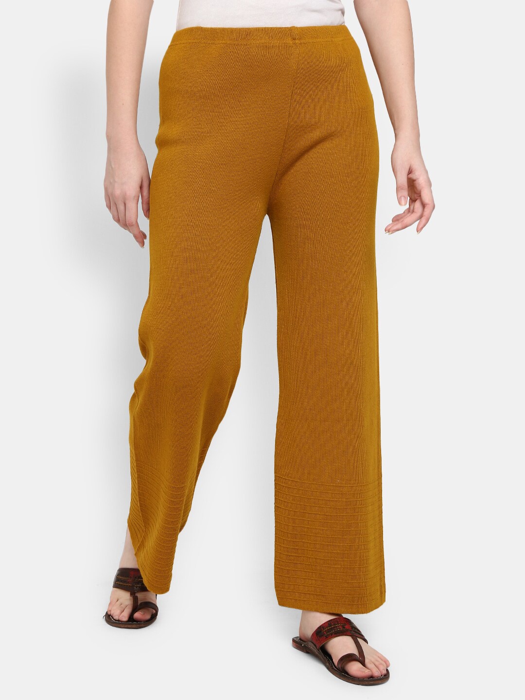 

V-Mart Women Mustard Yellow Solid Ethnic Palazzos