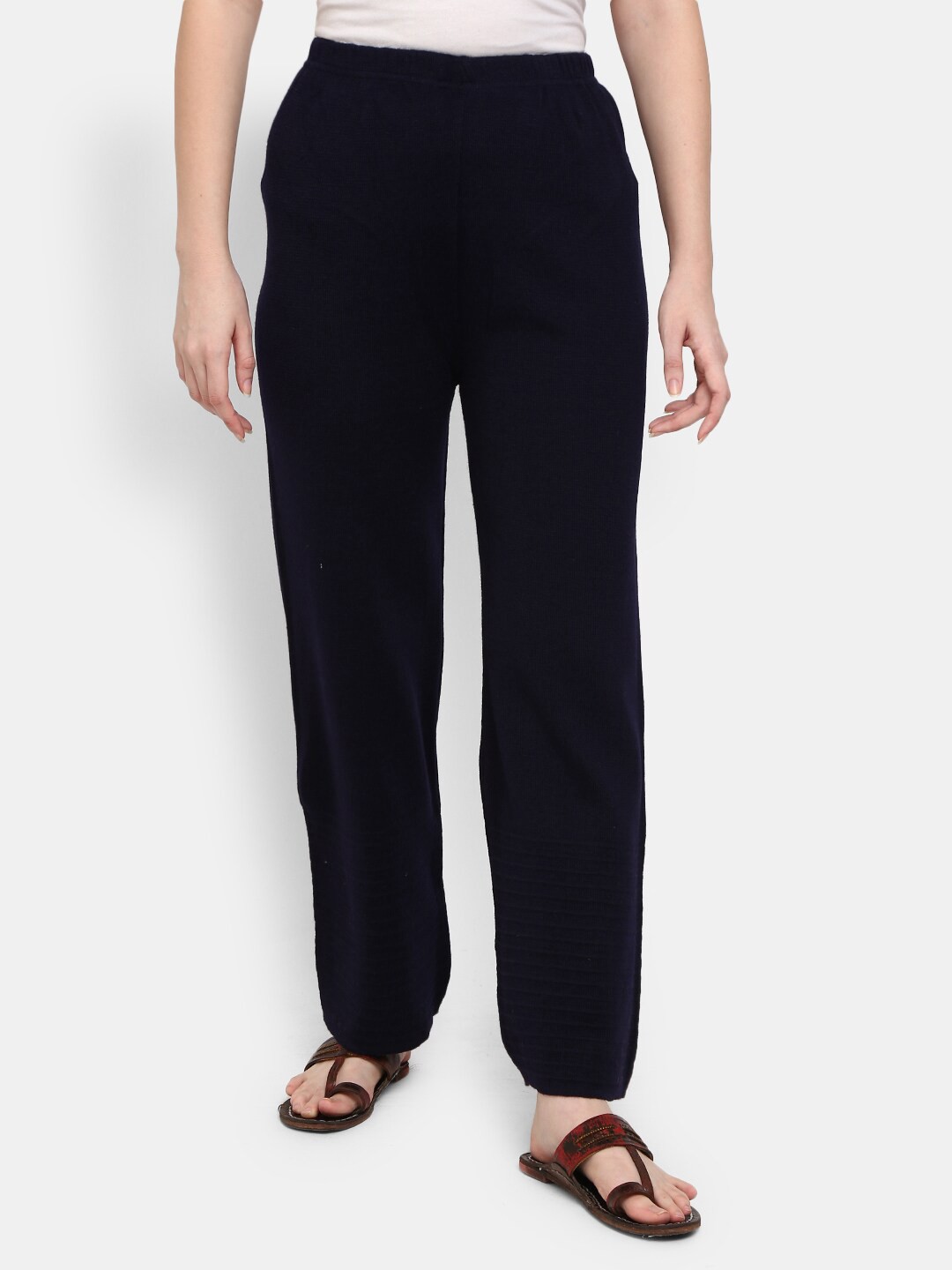 

V-Mart Women Navy Blue Solid Ethnic Palazzos