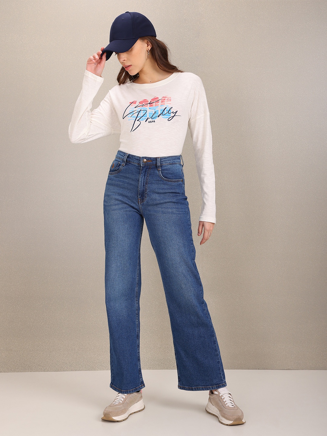 

U S Polo Assn Women White Typography T-shirt