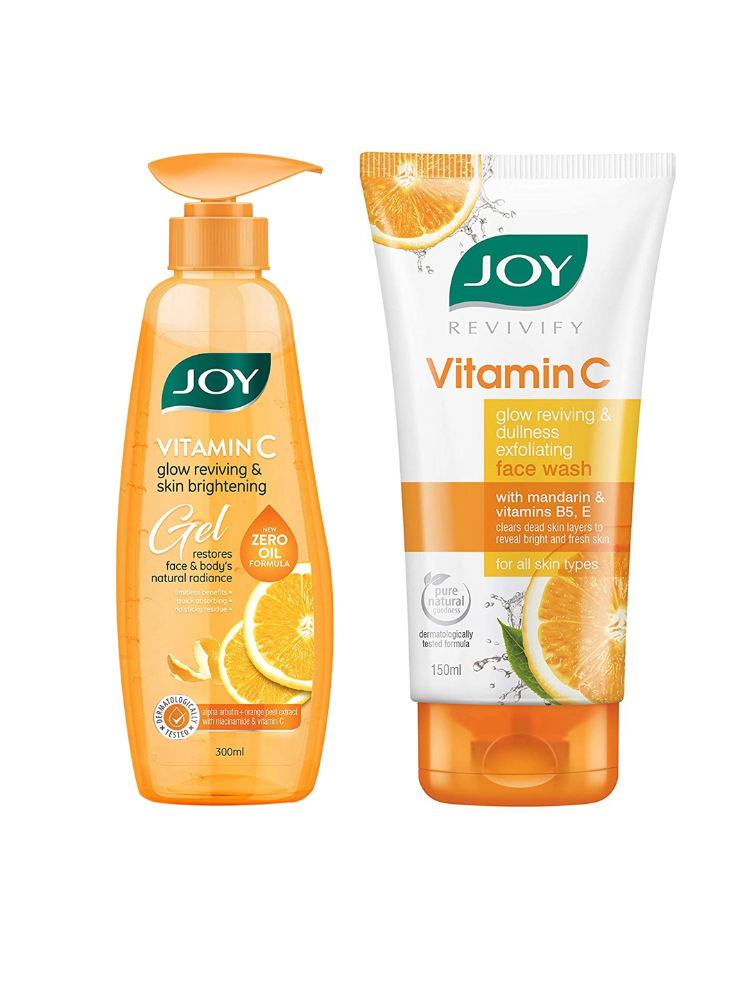 

JOY Set of Vitamin C Gel 300 ml & Revivify Vitamin C Face Wash 150 ml, Orange