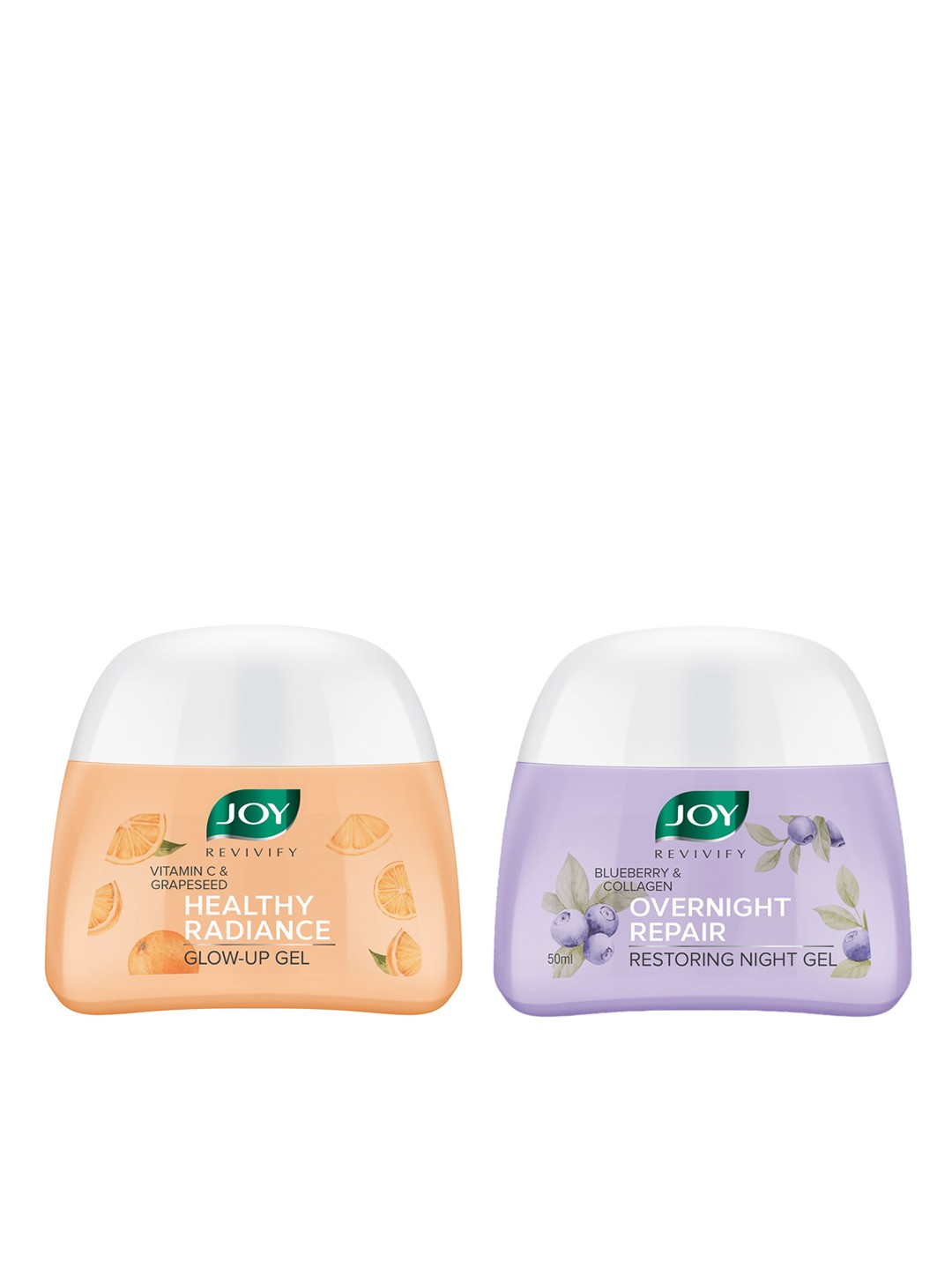 

JOY Set of Revivify Healthy Radiance Glow-UP Gel & Overnight Repair Night Gel - 50 ml Each, Orange