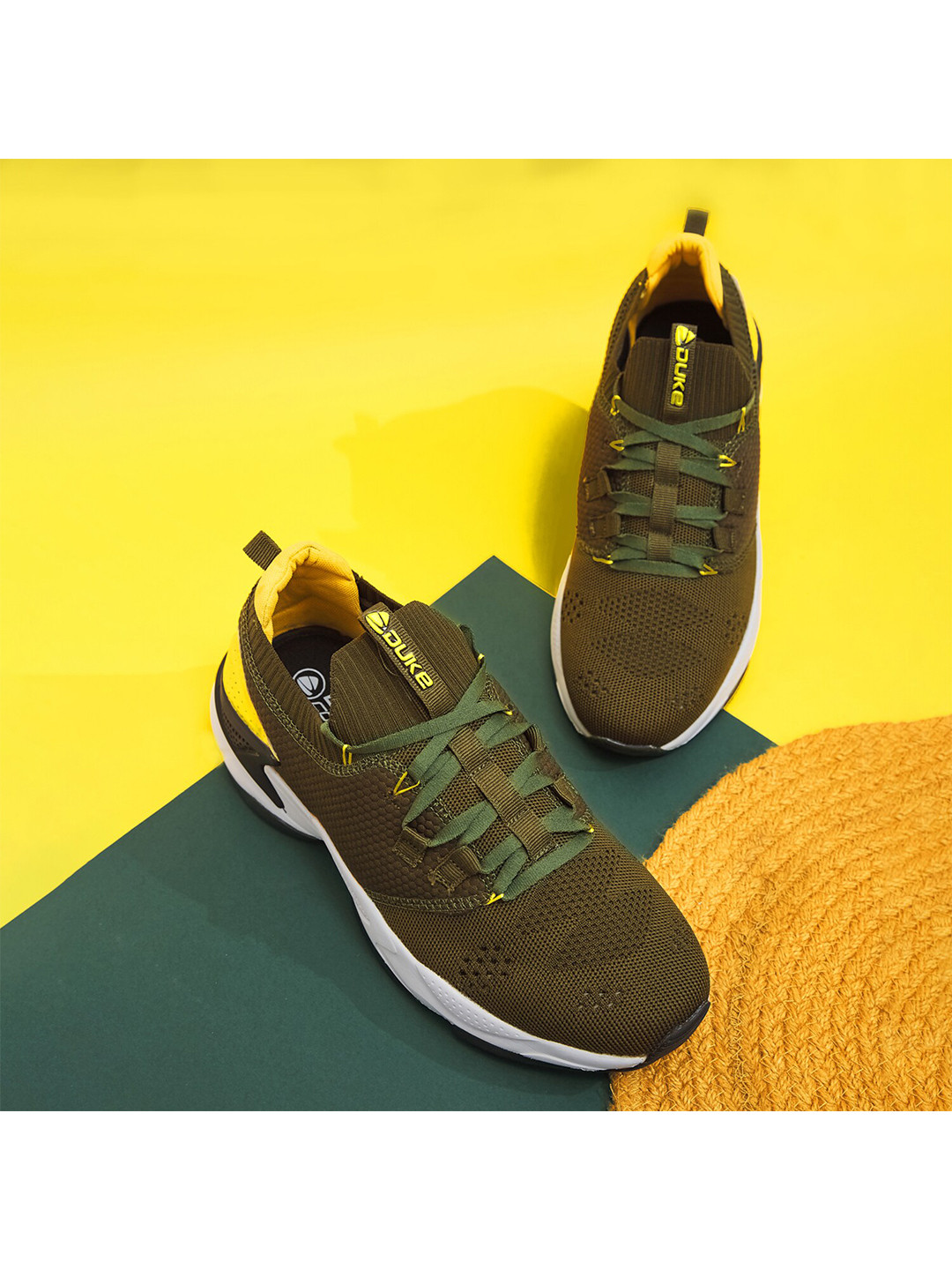 

Duke Men Olive Green Textile Training or Gym Shoes