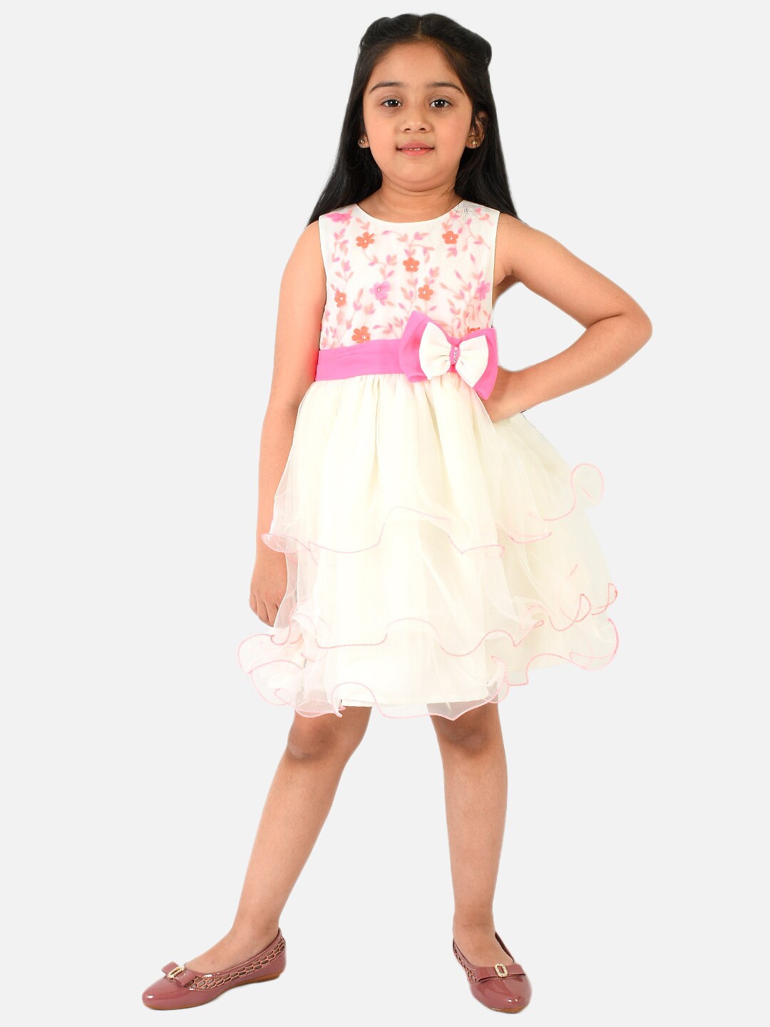 

Nauti Nati Girls Off White Floral Net Dress