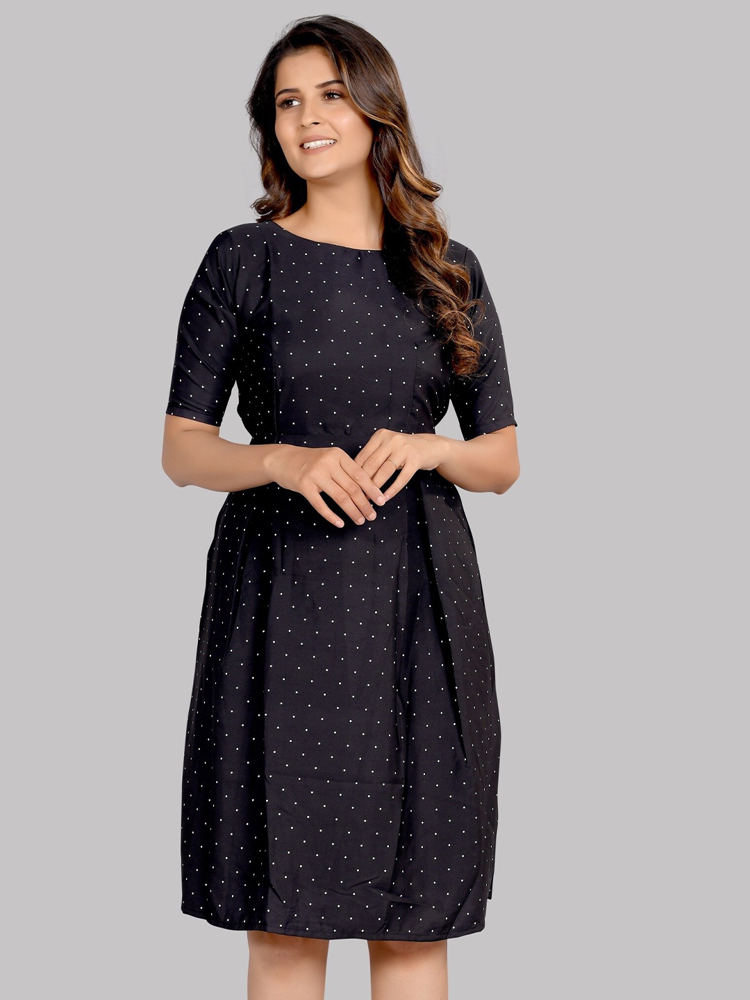 

AUCREATIONS Women Black Crepe Dress