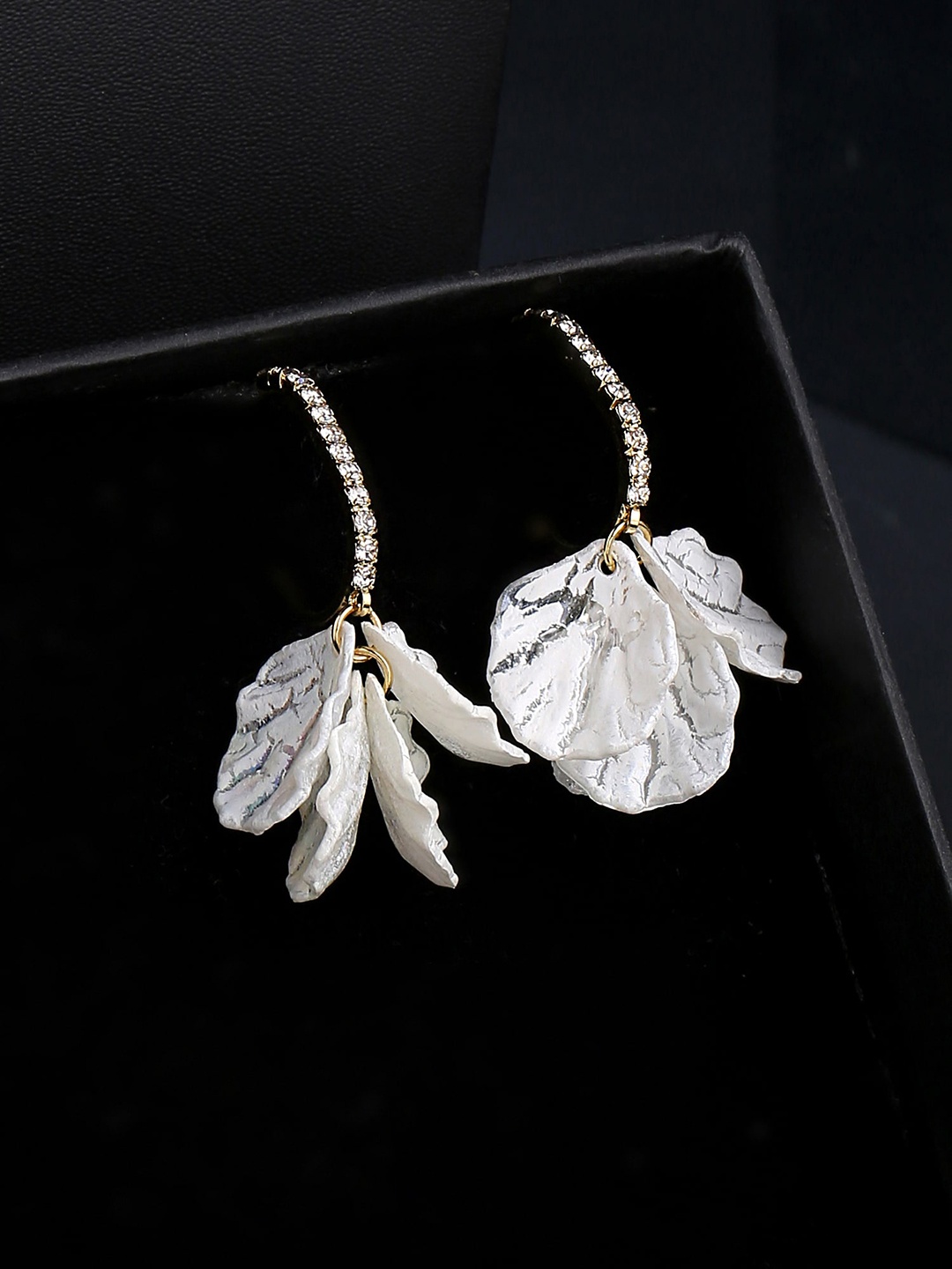 

Yellow Chimes White Contemporary Half Hoop Earrings