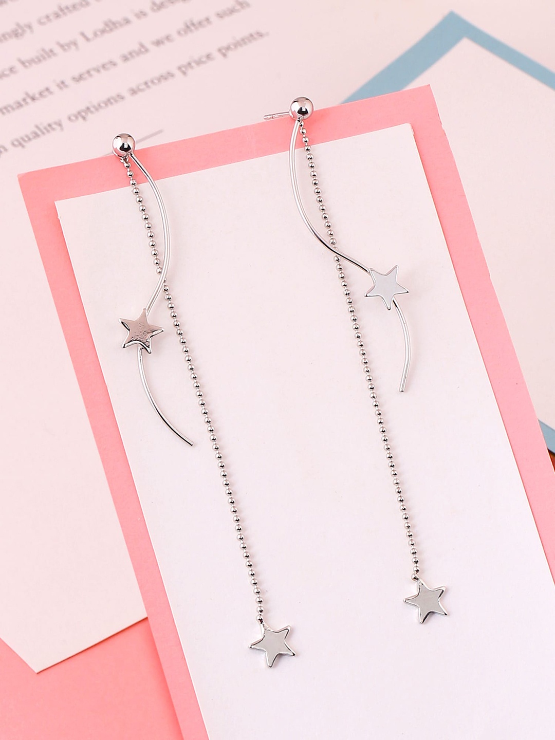 

Yellow Chimes Silver-Toned Silver-Plated Contemporary Drop Earrings