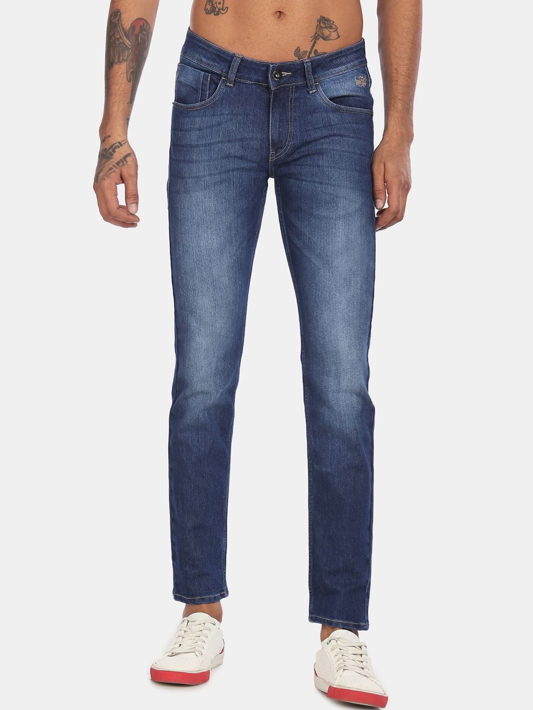 

Flying Machine Men Blue Mid Rise Slim Fit Light Fade Stretchable Jeans