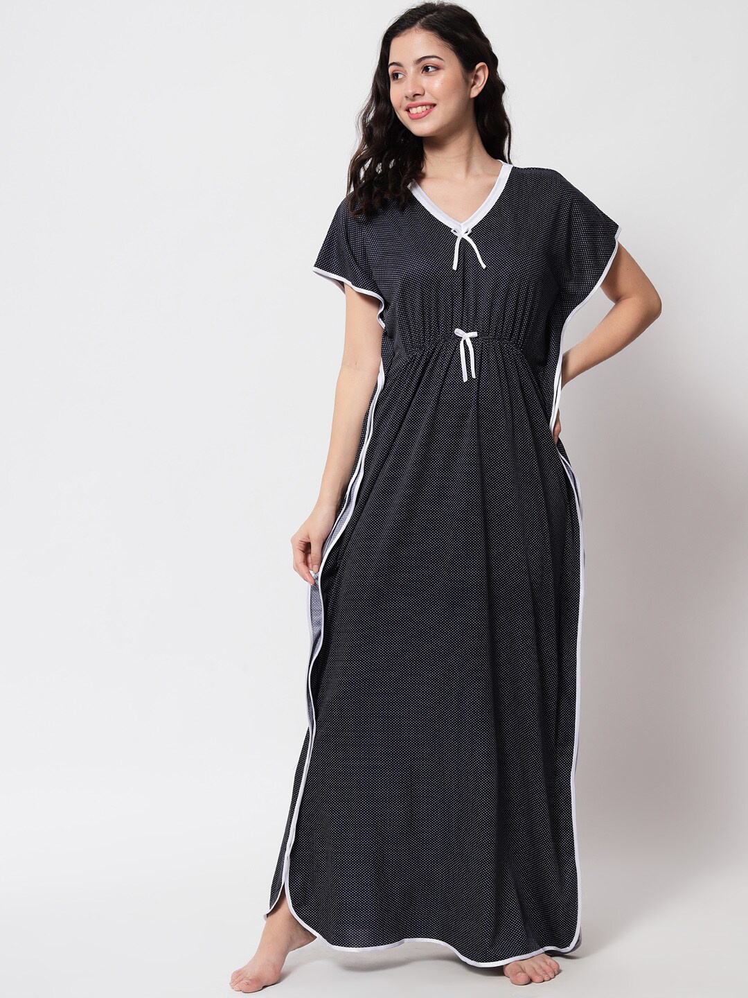 

Klamotten Women Navy Blue Printed Maxi Nightdress