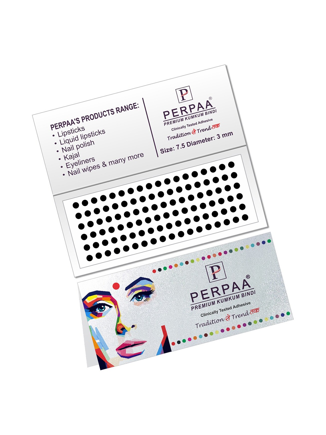

PERPAA Black Velvet Kumkum Bindi Box with 15 Flaps - Size 7.5