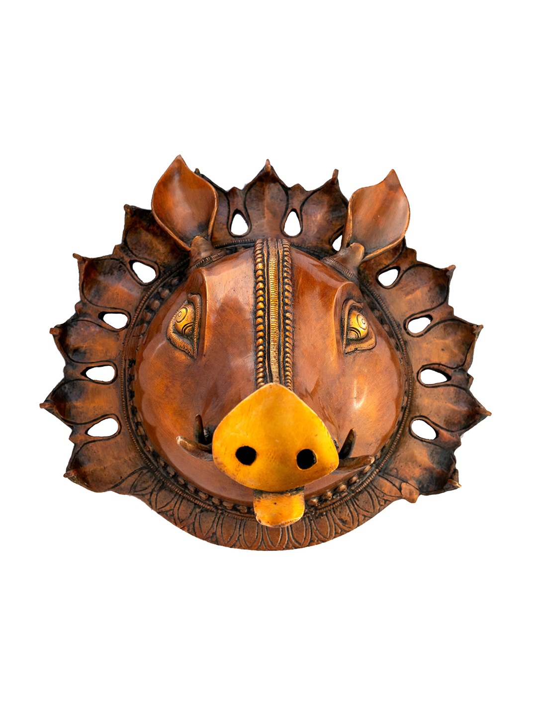 

Exotic India Brown Brass Lord Varaha Wall Art