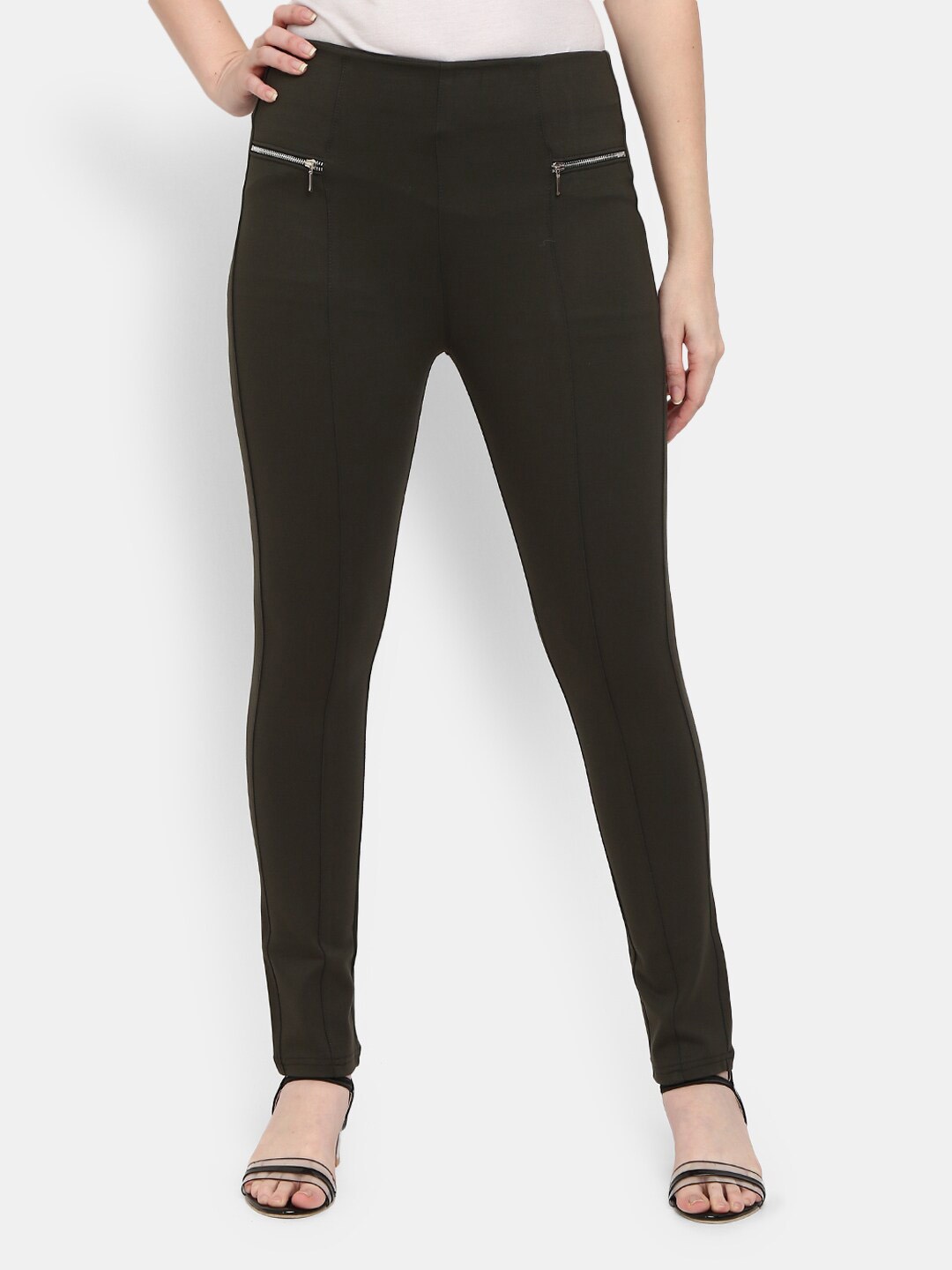 

V-Mart Women Olive Green Solid Jeggings