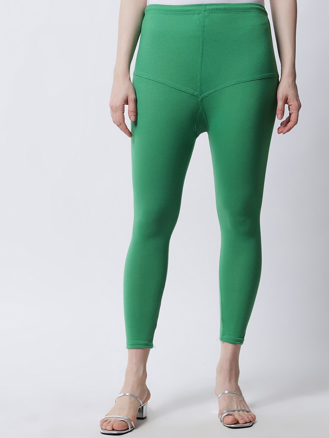 

MARC LOUIS Women Green Solid Cotton Leggings