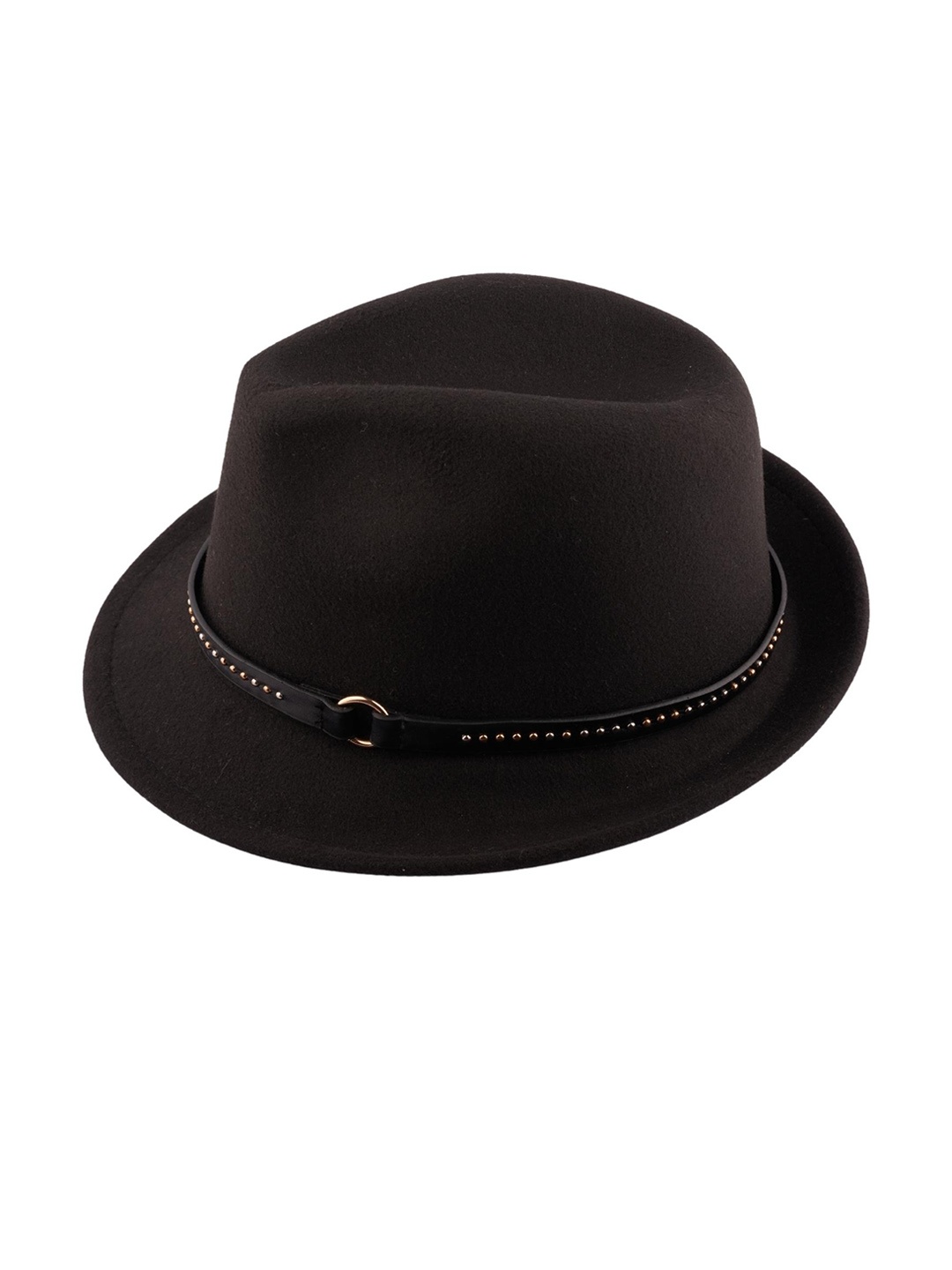 

The Tie Hub Men Fedora Hat With Belt, Black