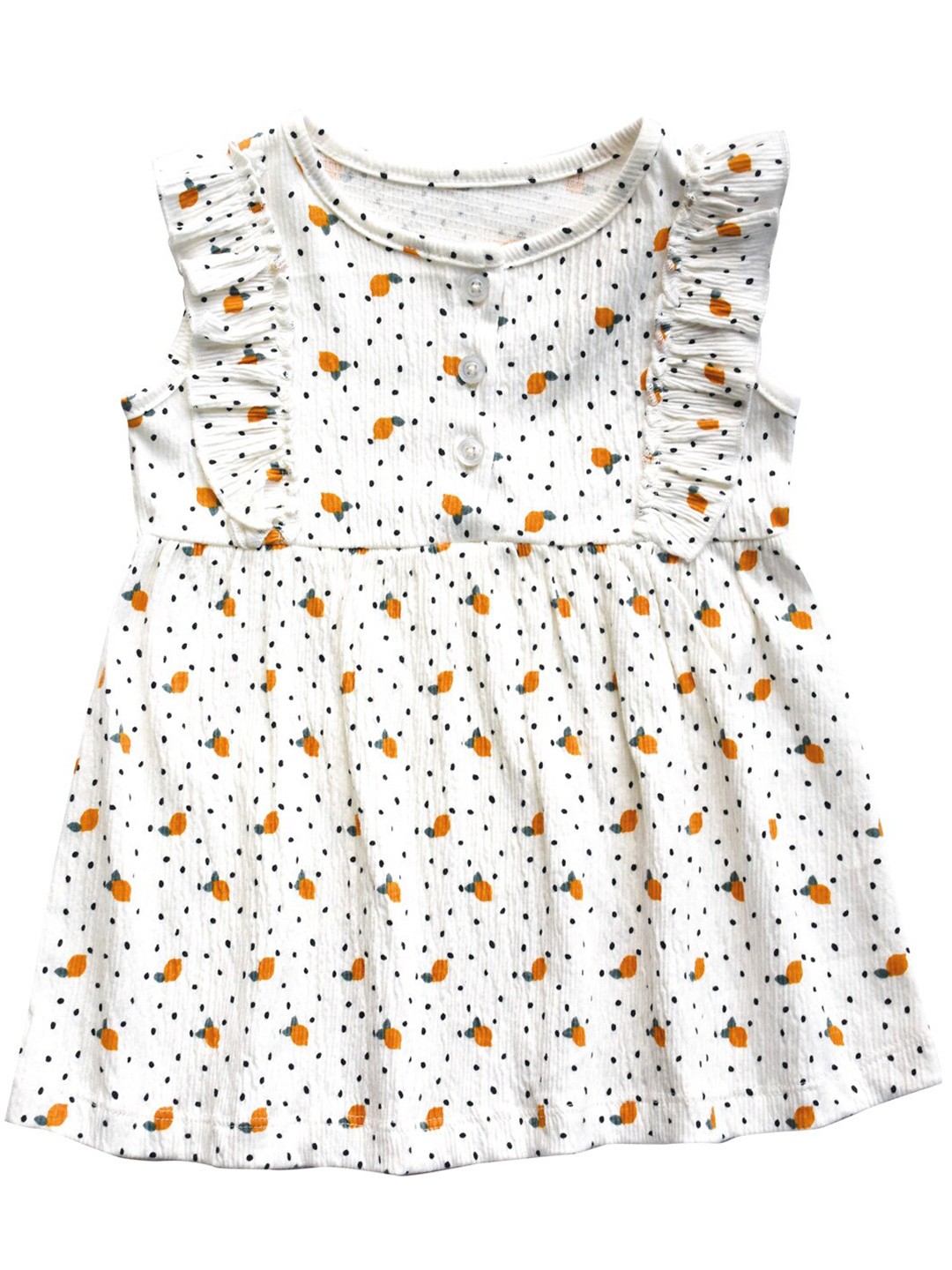 

milou Kids Girls White Printed Frill Detail Cotton Dress