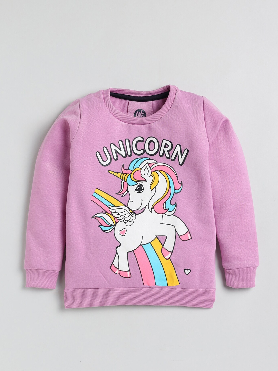 

YK Girls Purple Unicorn Printed Hooded Fleece Sweatshirt