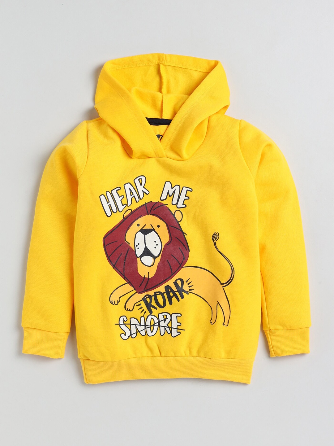 

YK Boys Yellow Line & typography Printed Hooded Fleece Sweatshirt